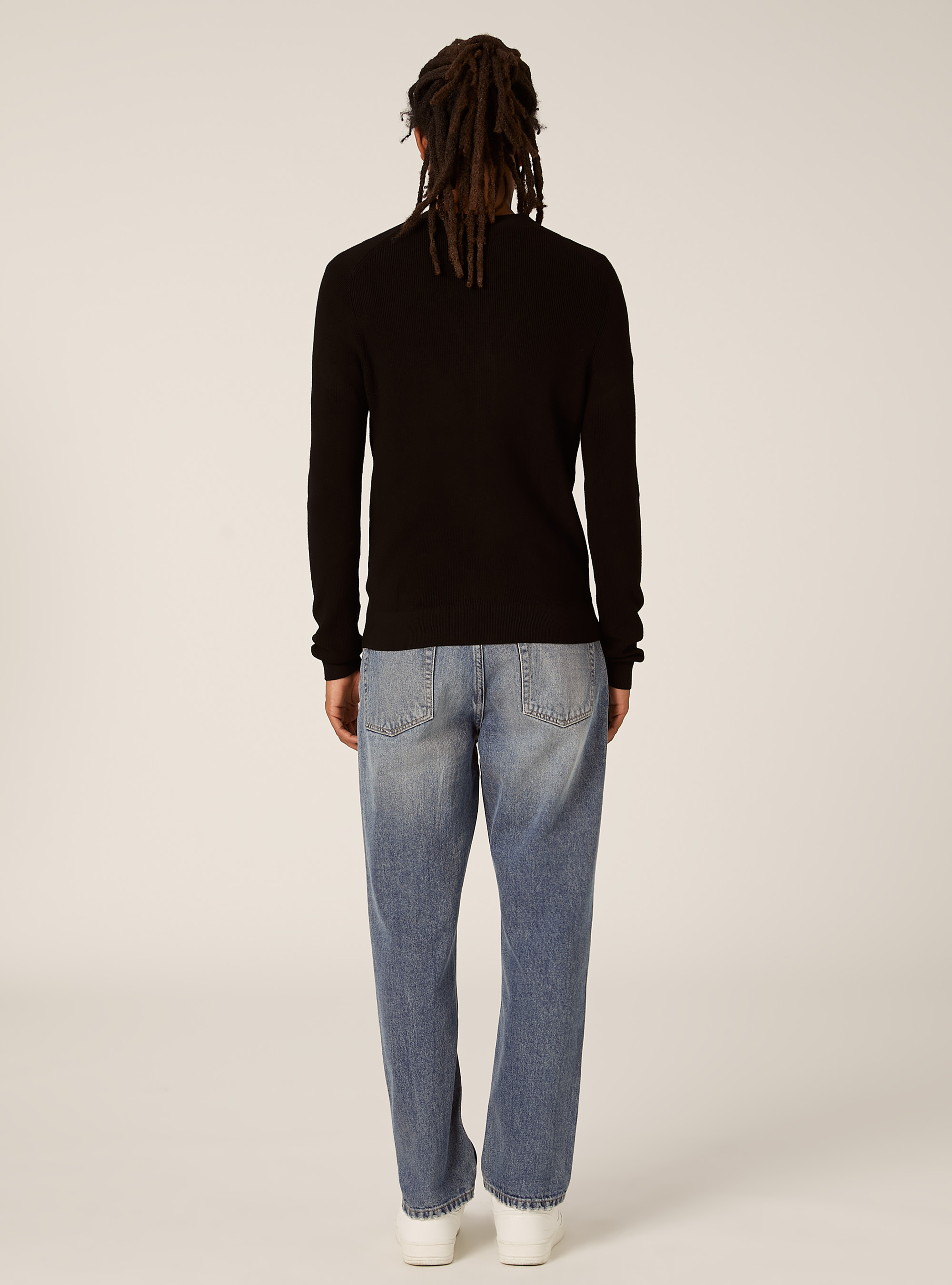 Lightweight cardigan in English rib knit, BK1 BLACK