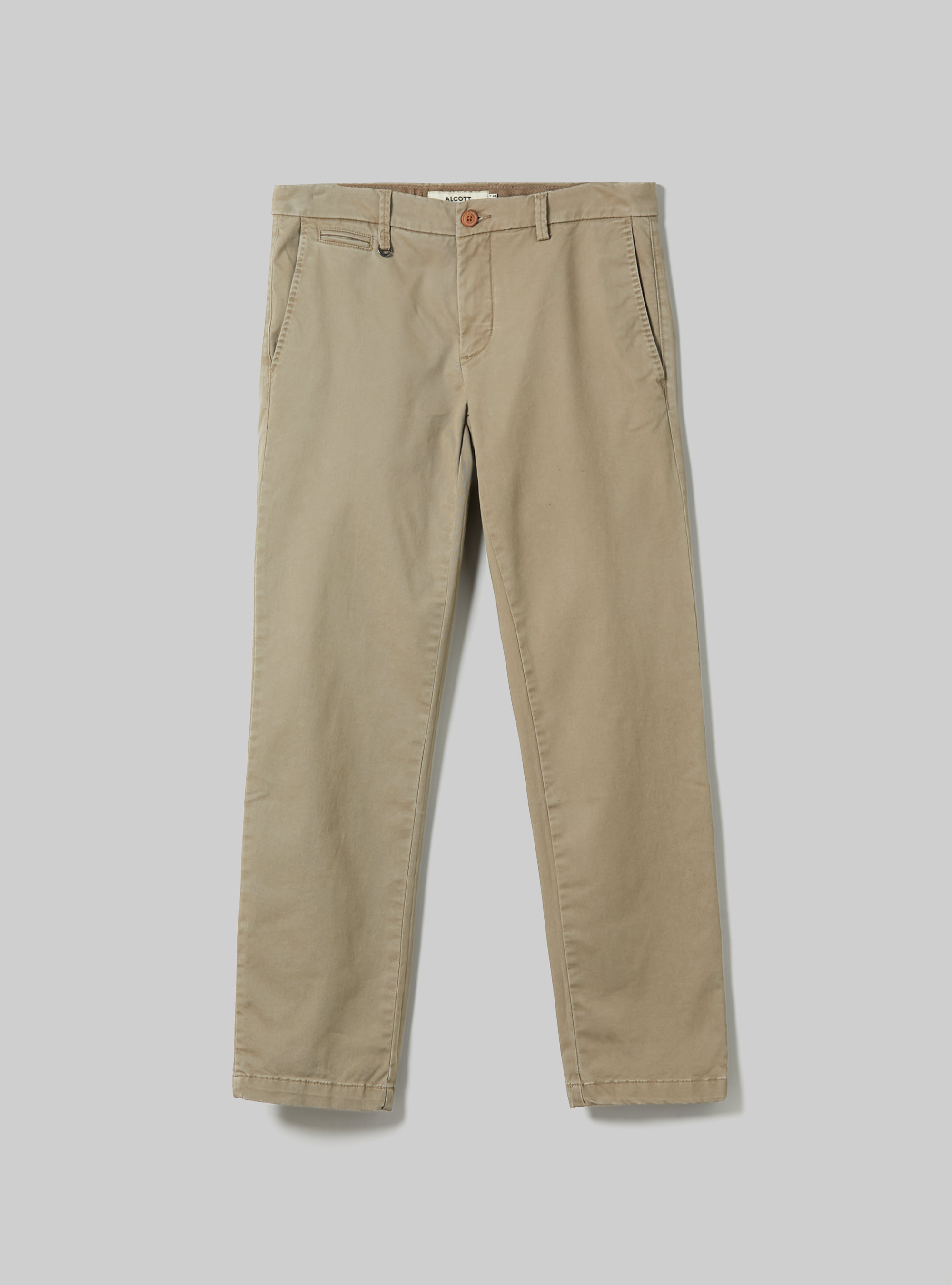 Stretch cotton twill chinos, BG1 BEIGE DARK