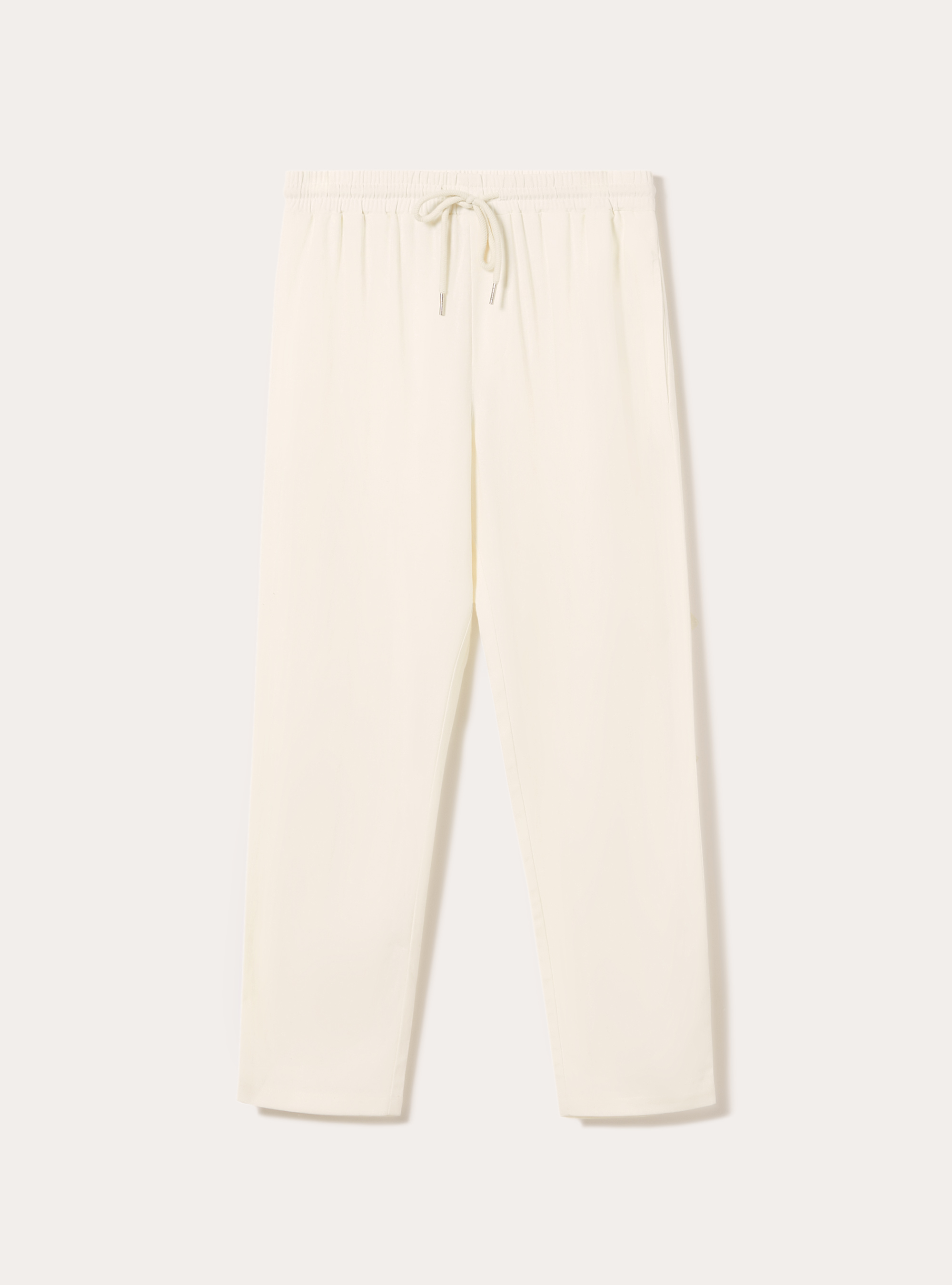 Pantaloni jogger in misto lino, PANNA