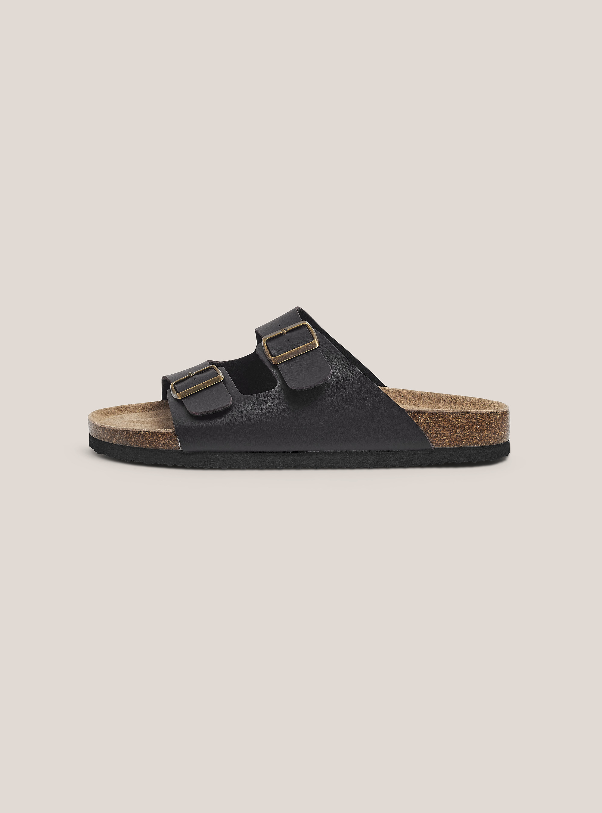 Sandale aus Lederimitat mit Wildledersohle, C510 BROWN