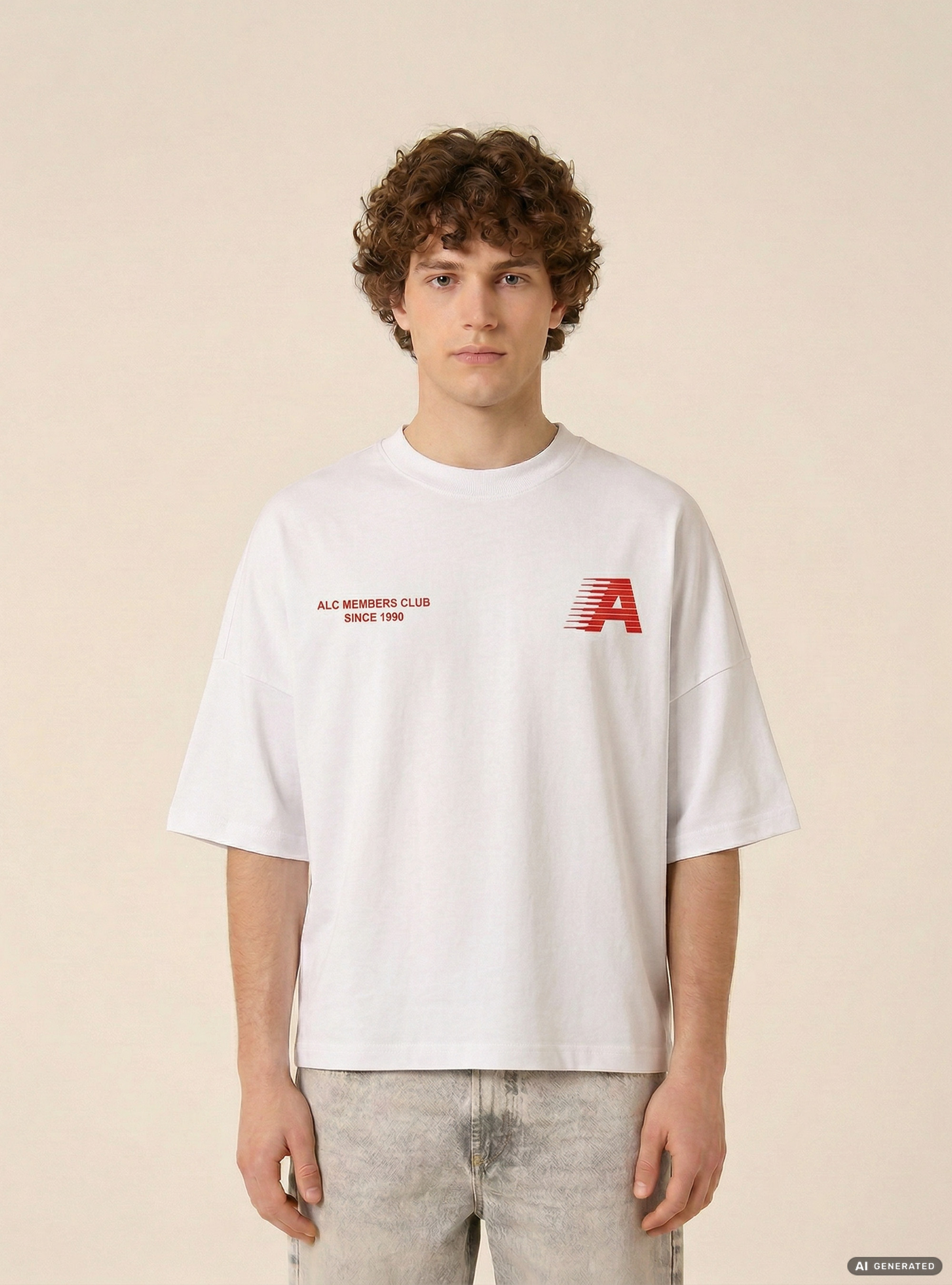 Maglietta boxy fit con stampa, OFF WHITE