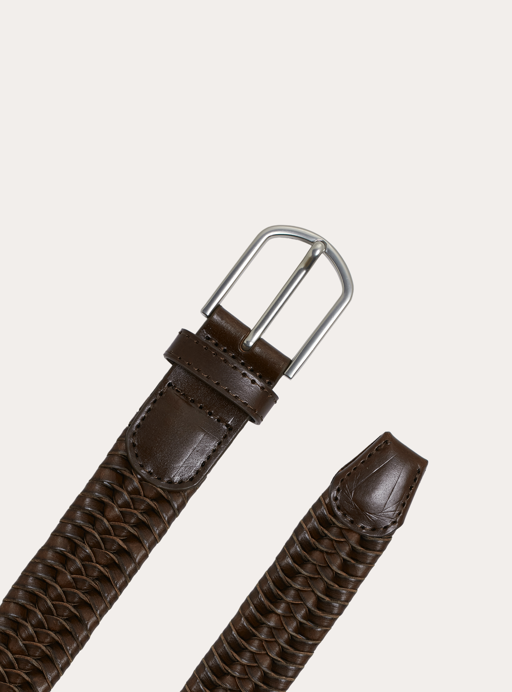 Geflochtener Lederg&uuml;rtel, BR1 BROWN DARK