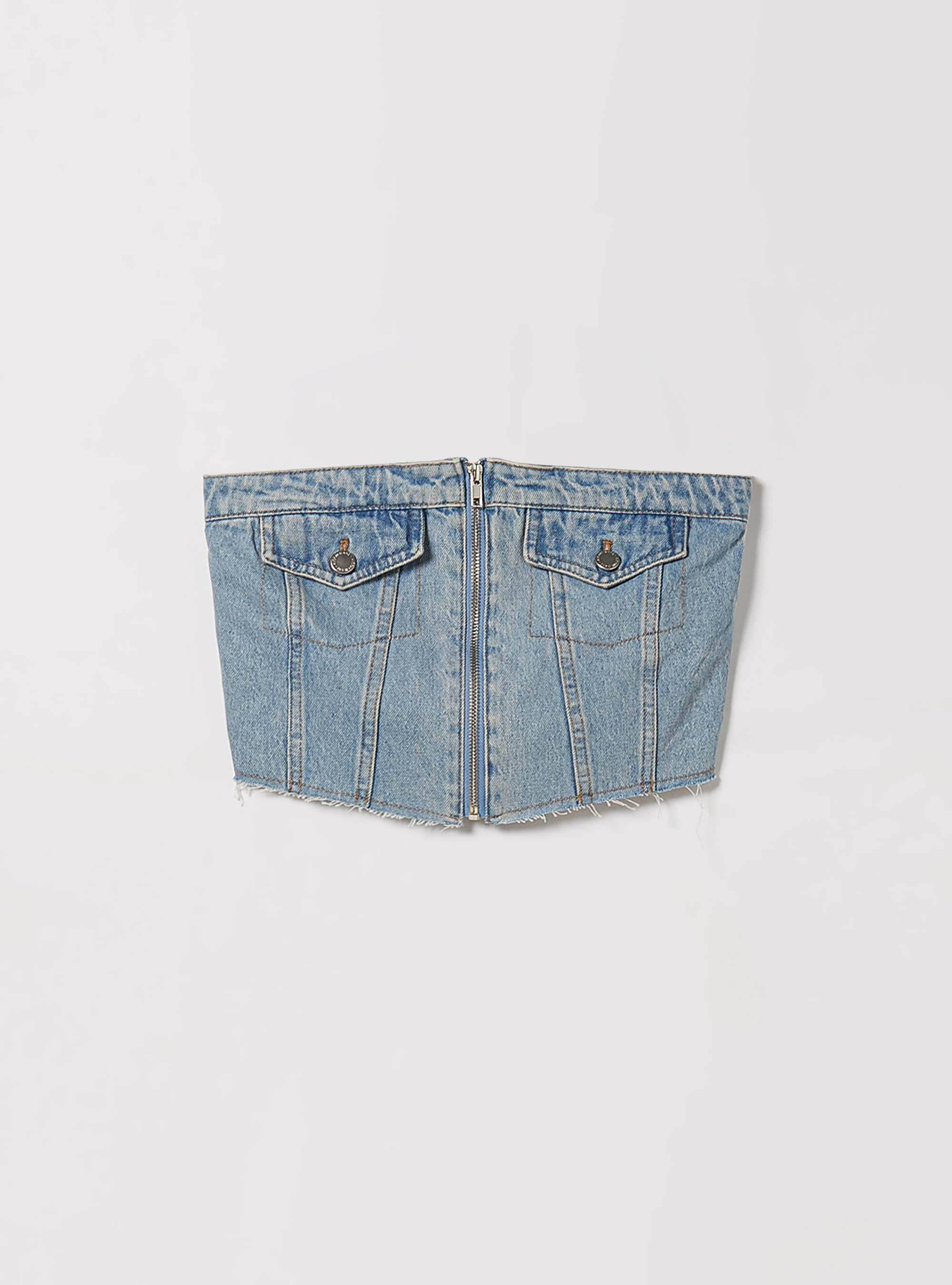 Denim bustier with zip, D006 AZURE