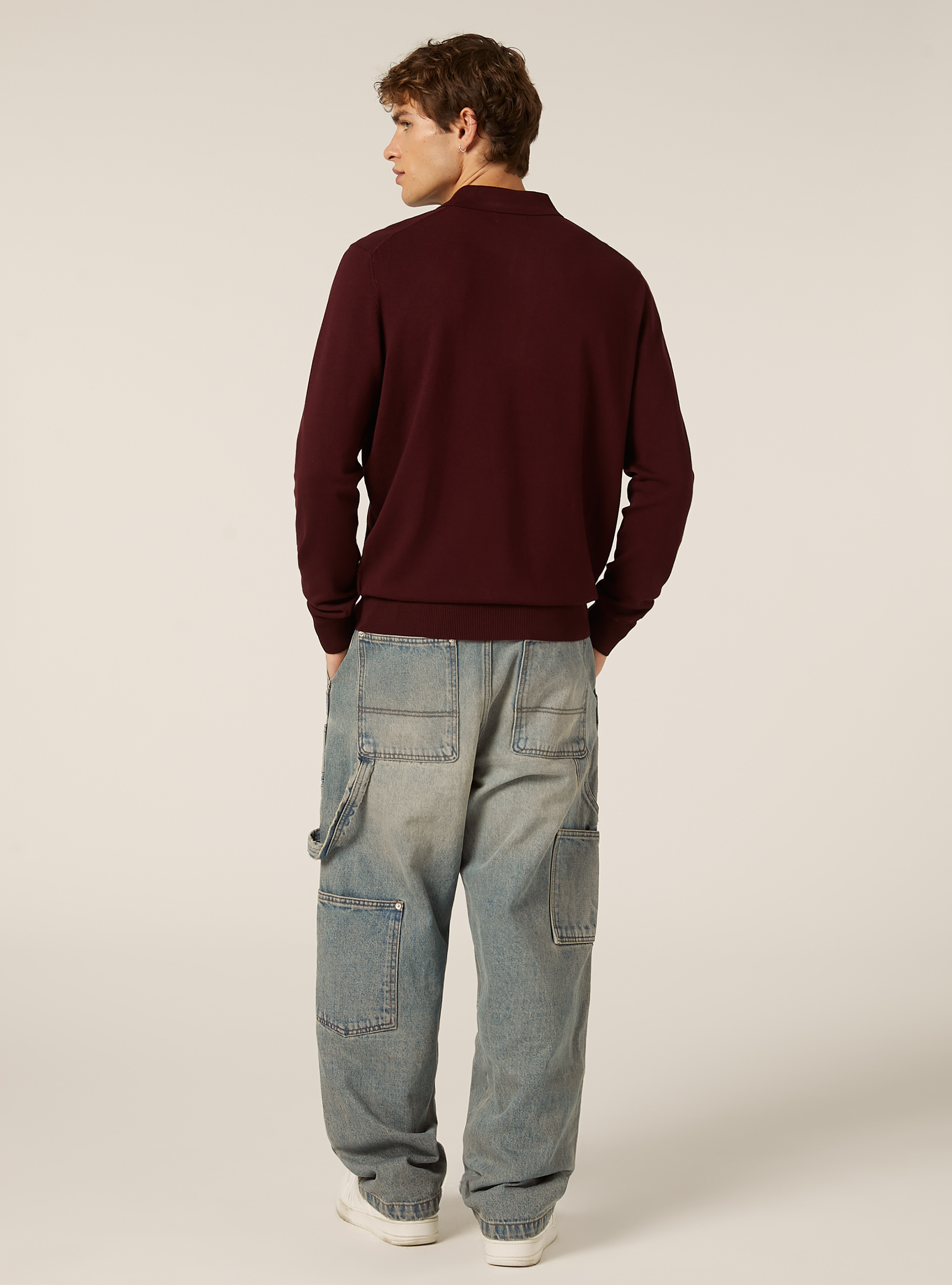 Polo de punto de manga larga, BO1 BORDEAUX DARK