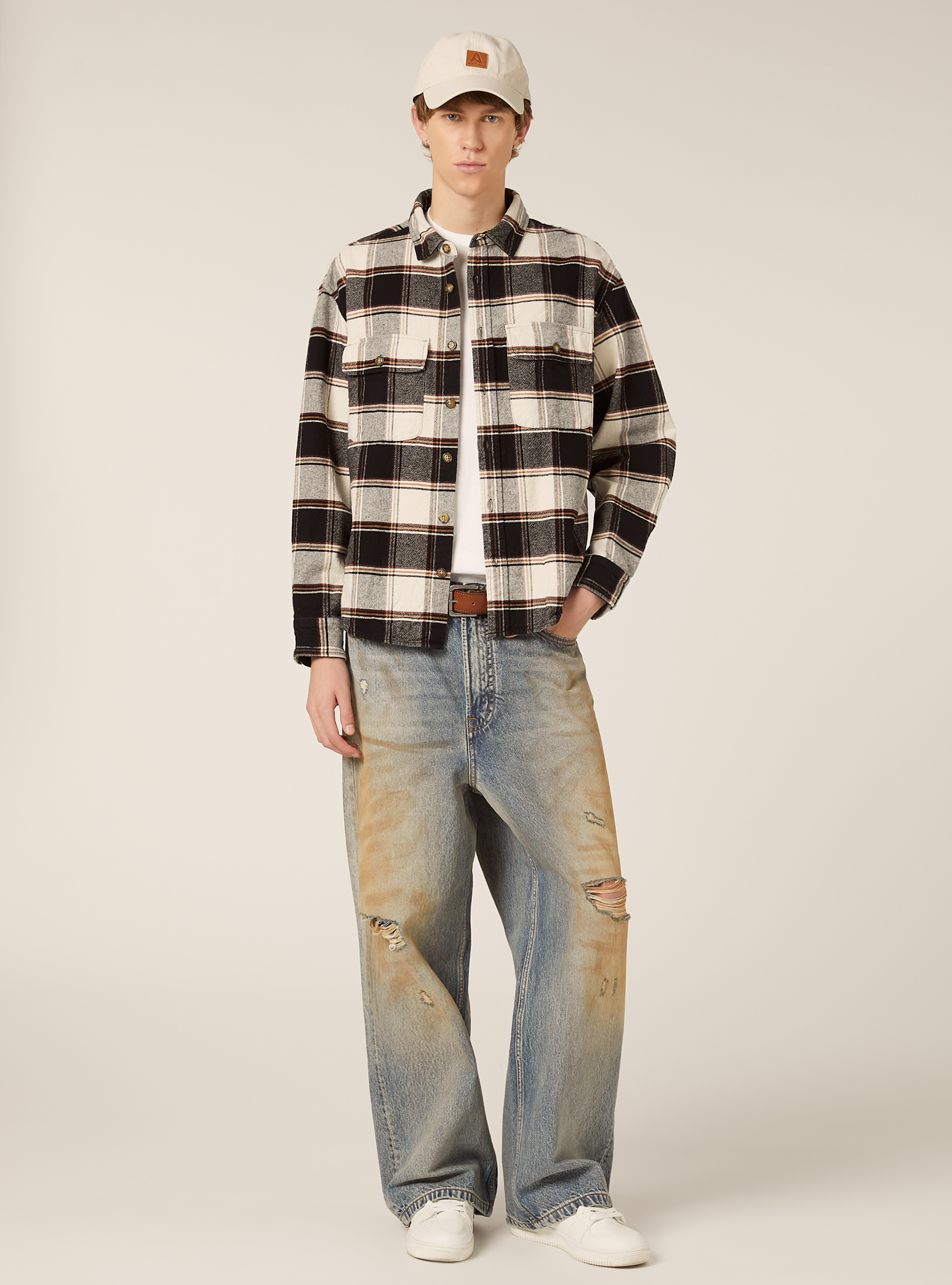 Camicia flanella quadri, BK1 BLACK