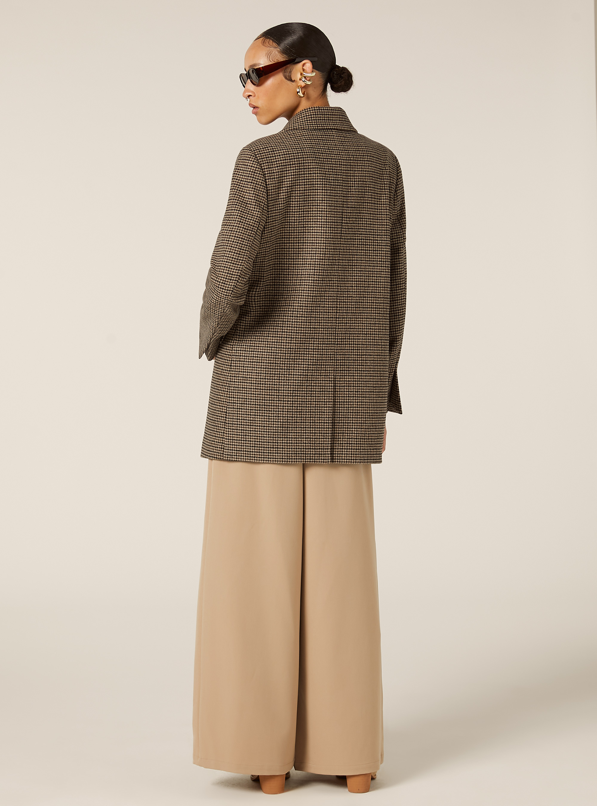 Double-breasted checked coat, BG2 BEIGE MEDIUM