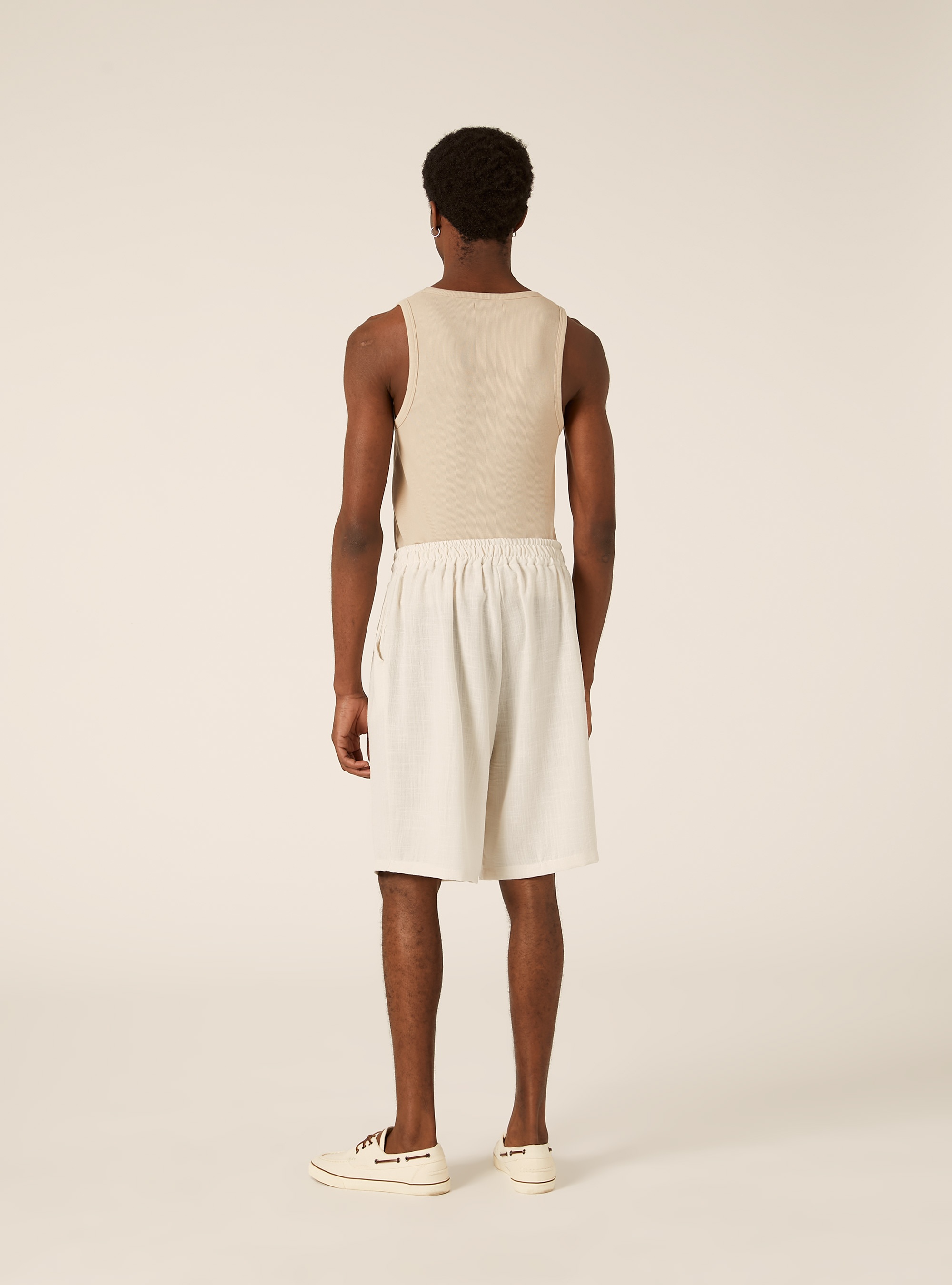 Bermudas aus Flammgarn-Gewebe, WH1 OFF WHITE