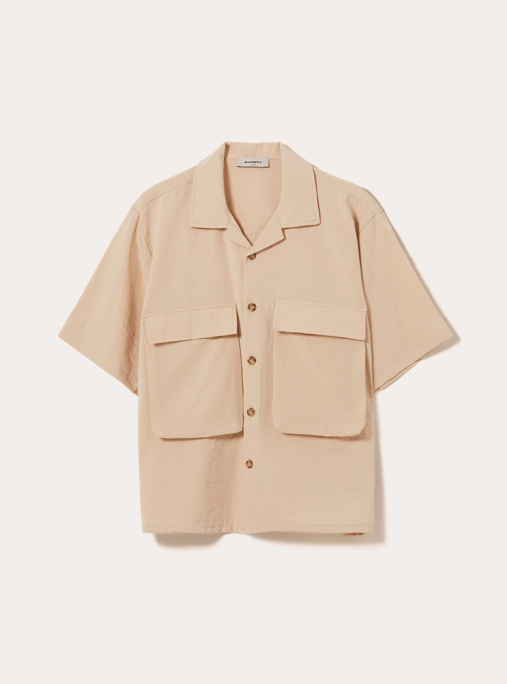 Chemise l&eacute;g&egrave;re de forme carr&eacute;e avec grandes poches, BG2 BEIGE MEDIUM