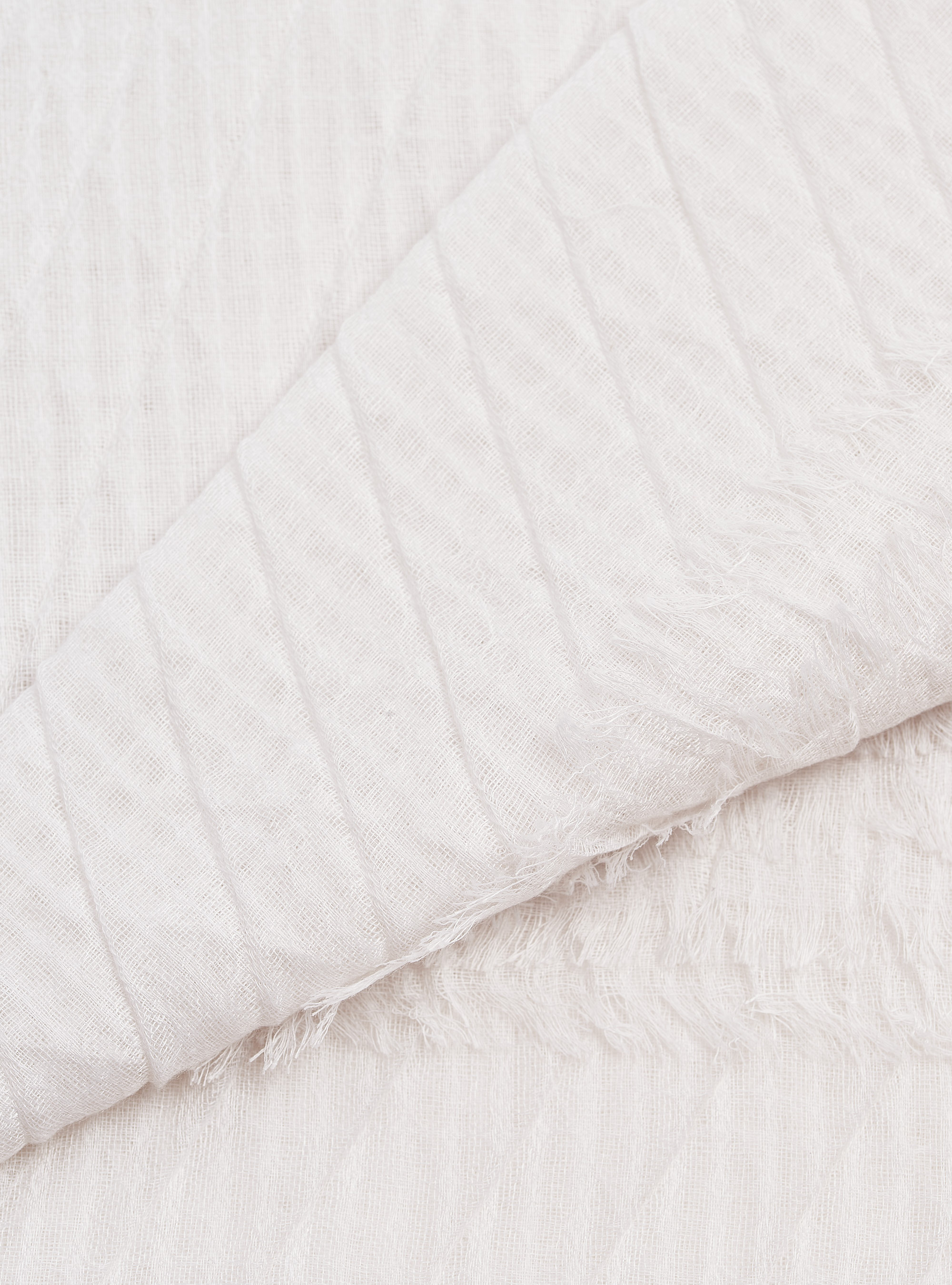 Lightweight scarf with fringes, WHITE