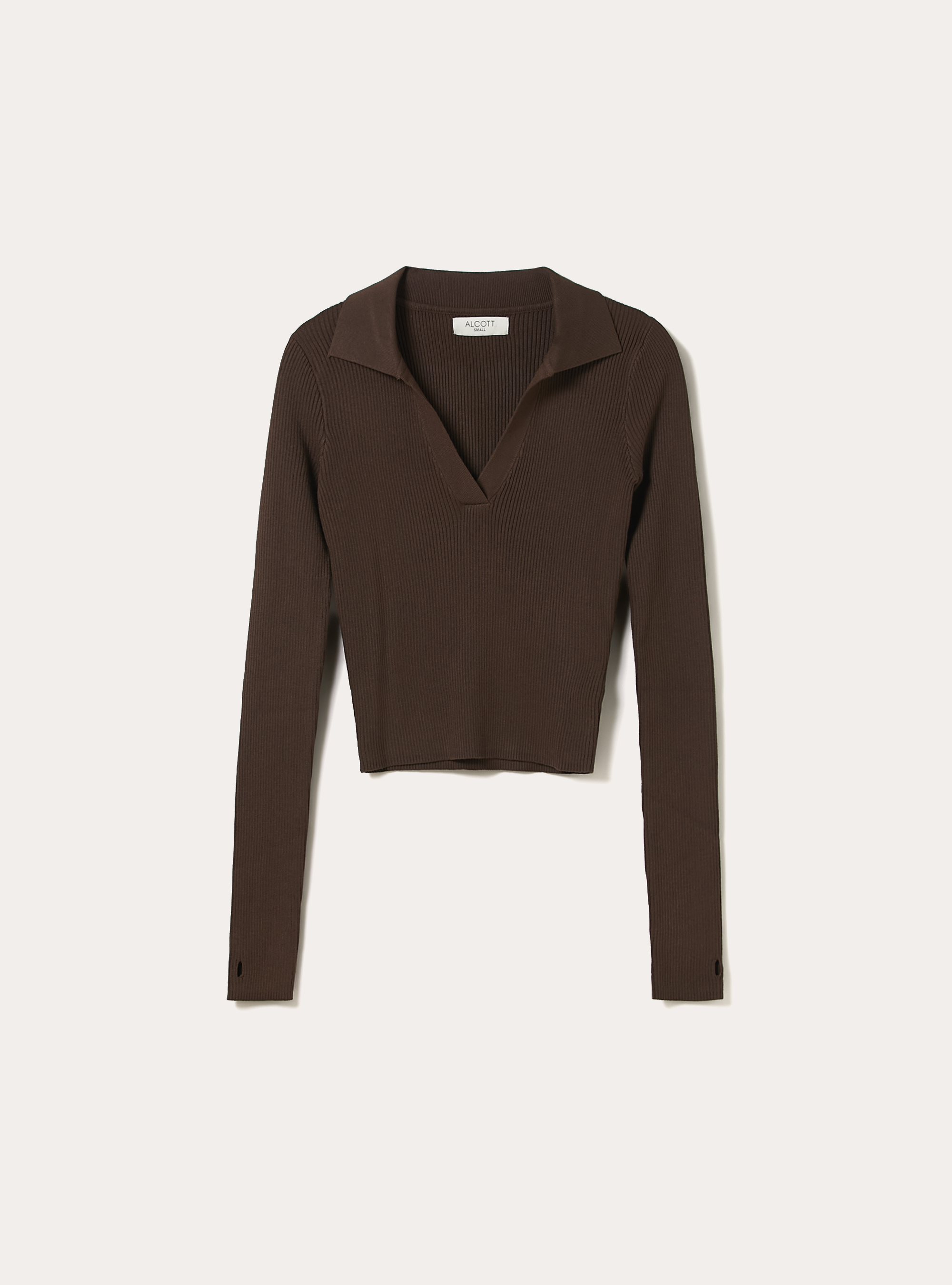 Geripptes Strick-Polohemd, BR2 BROWN MEDIUM