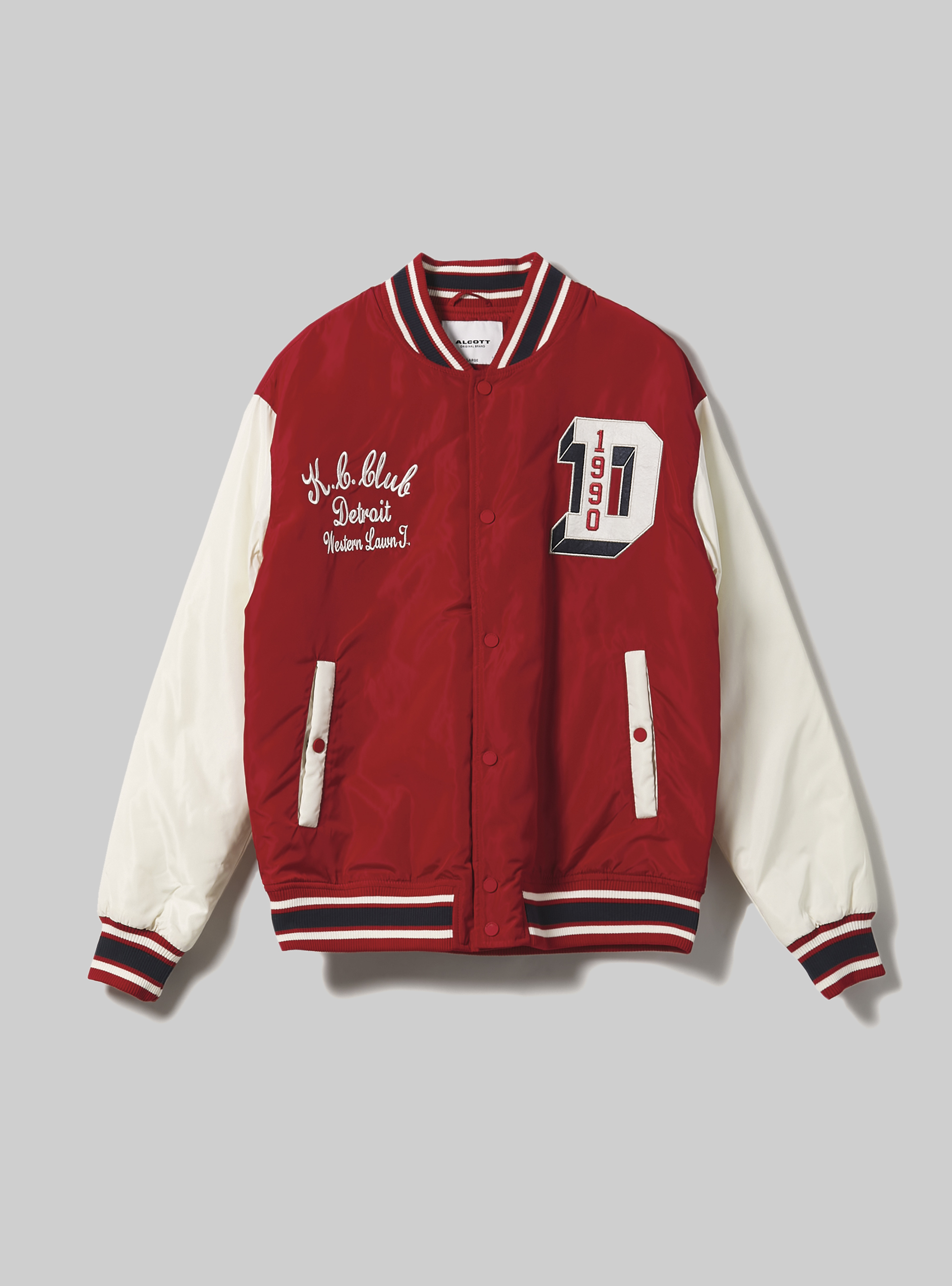 College-style bomber jacket with recycled padding, RD2 RED MEDIUM