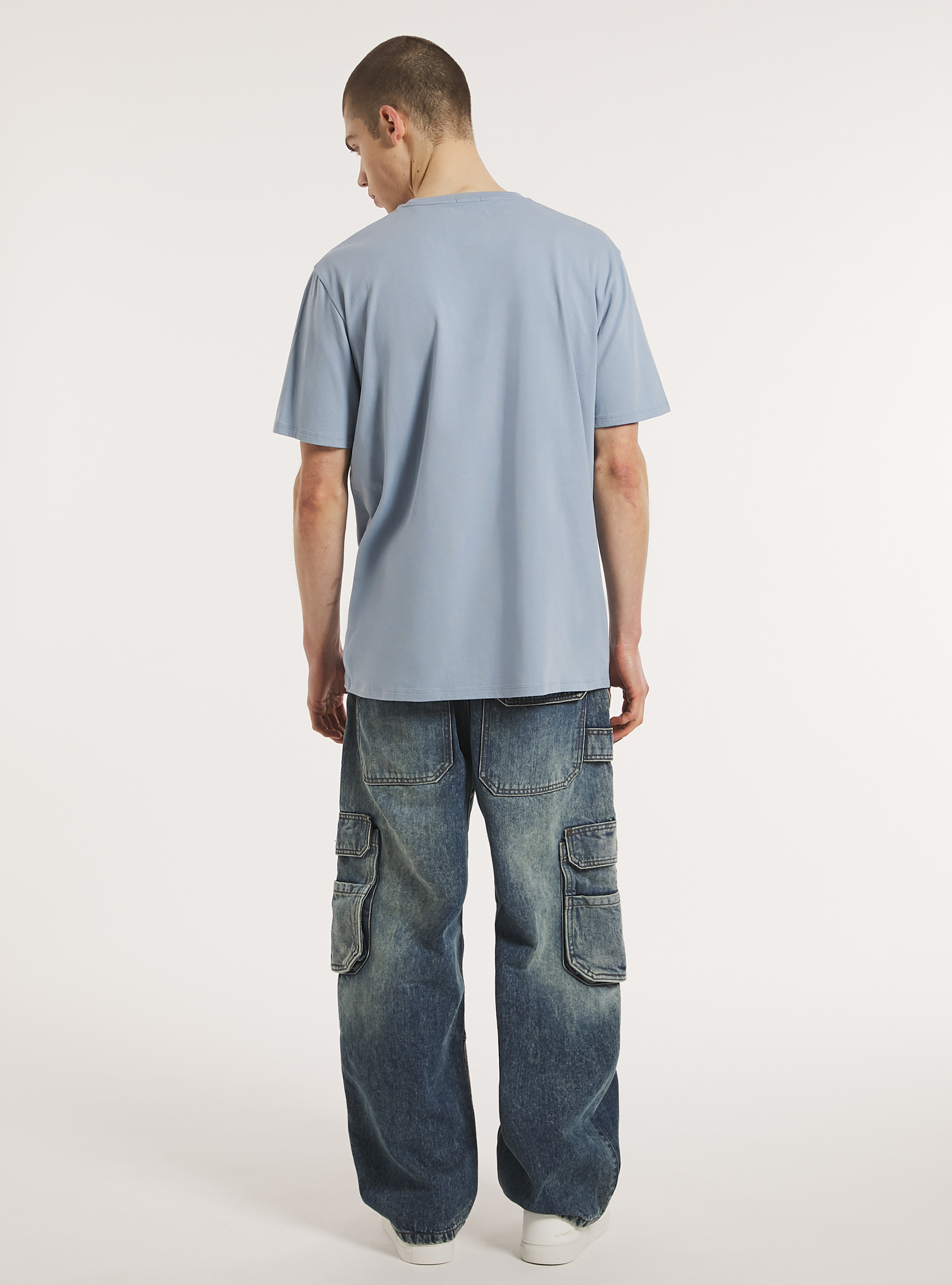 Crew-neck cotton T-shirt, AZ3 AZURE LIGHT