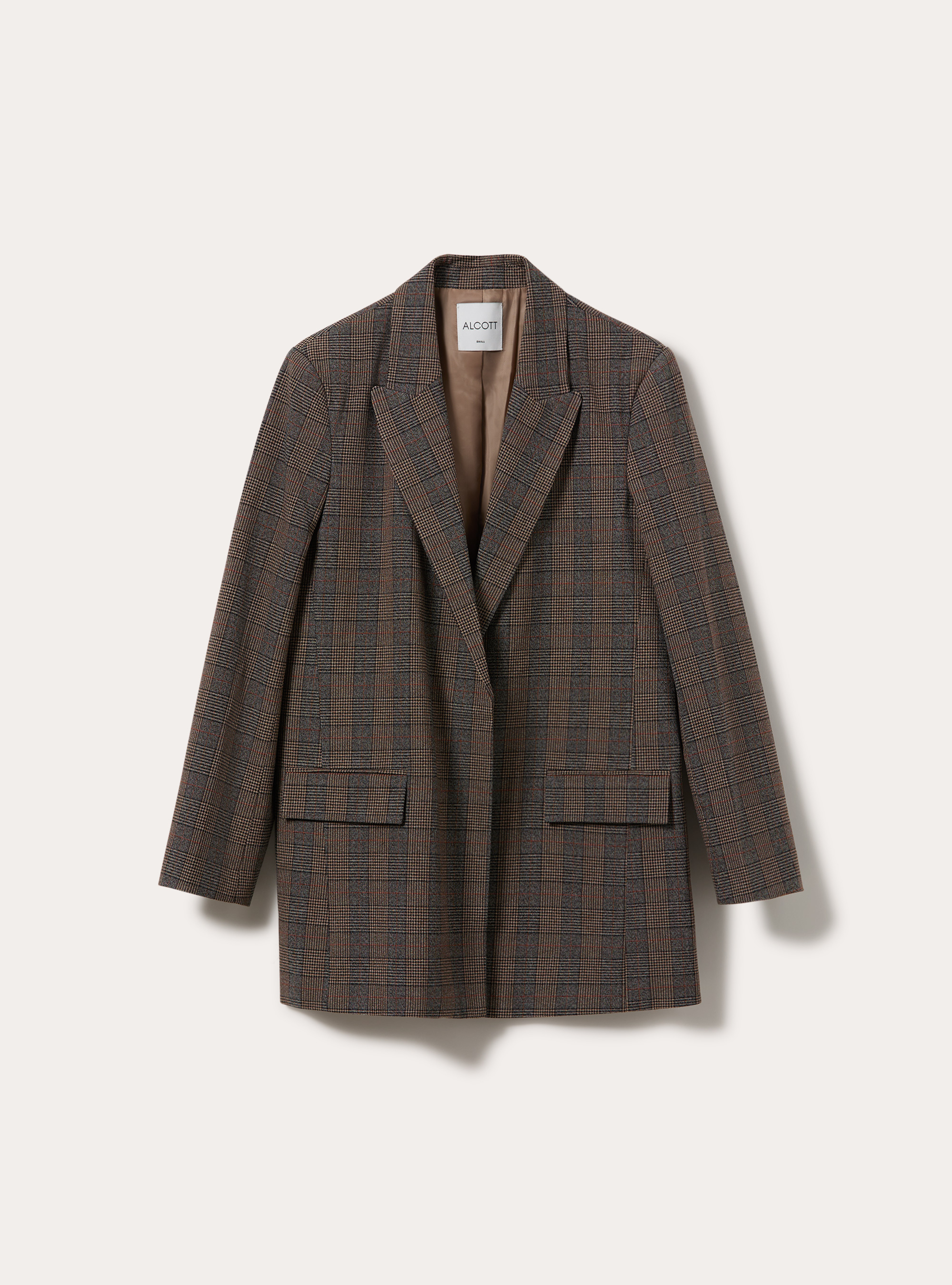Blazer largo sastre con microestampado, BG1 BEIGE DARK