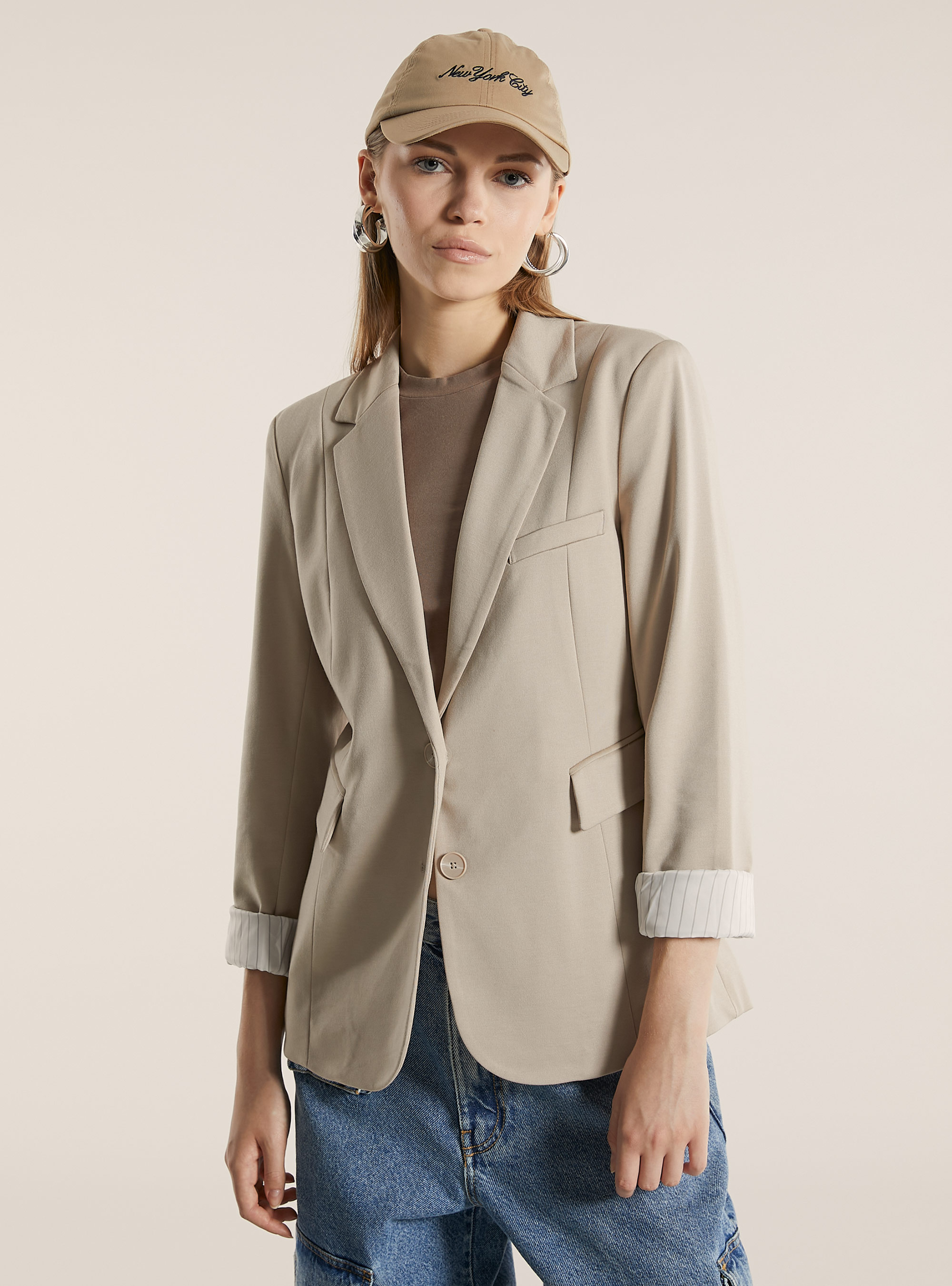 Jersey-Blazer, BG3 BEIGE LIGHT
