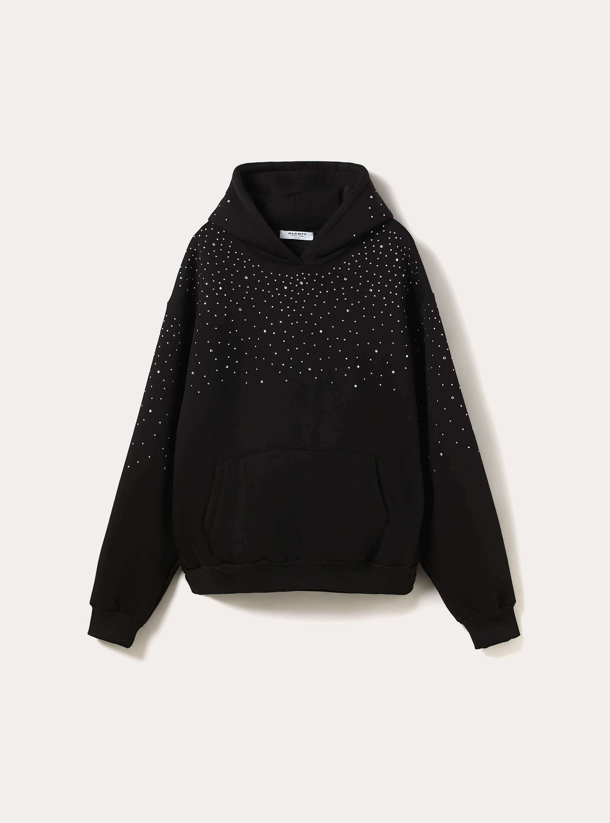 Felpa boxy fit con strass, BK1 BLACK