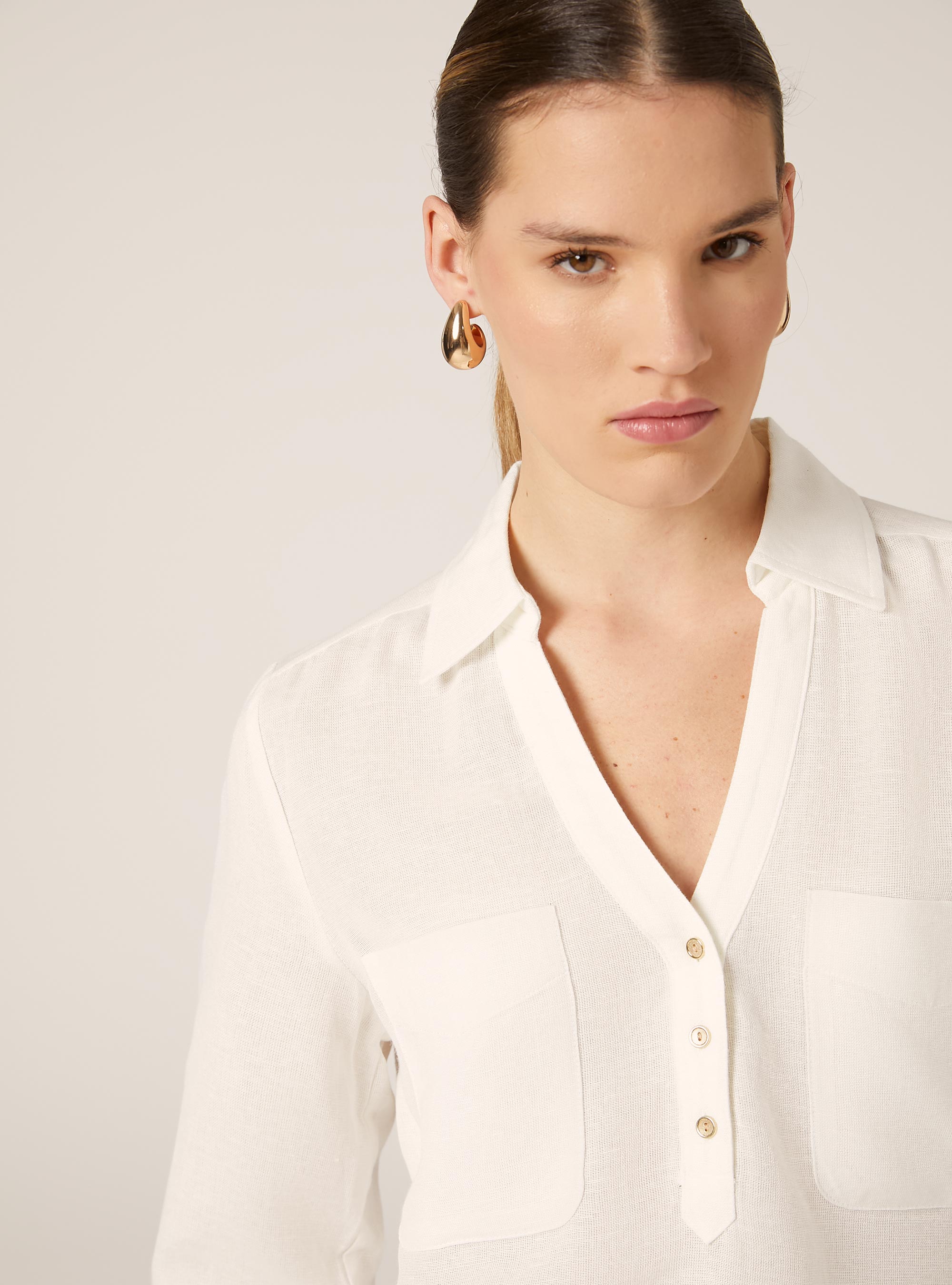 Bluse aus einer Leinenmischung, WH2 WHITE