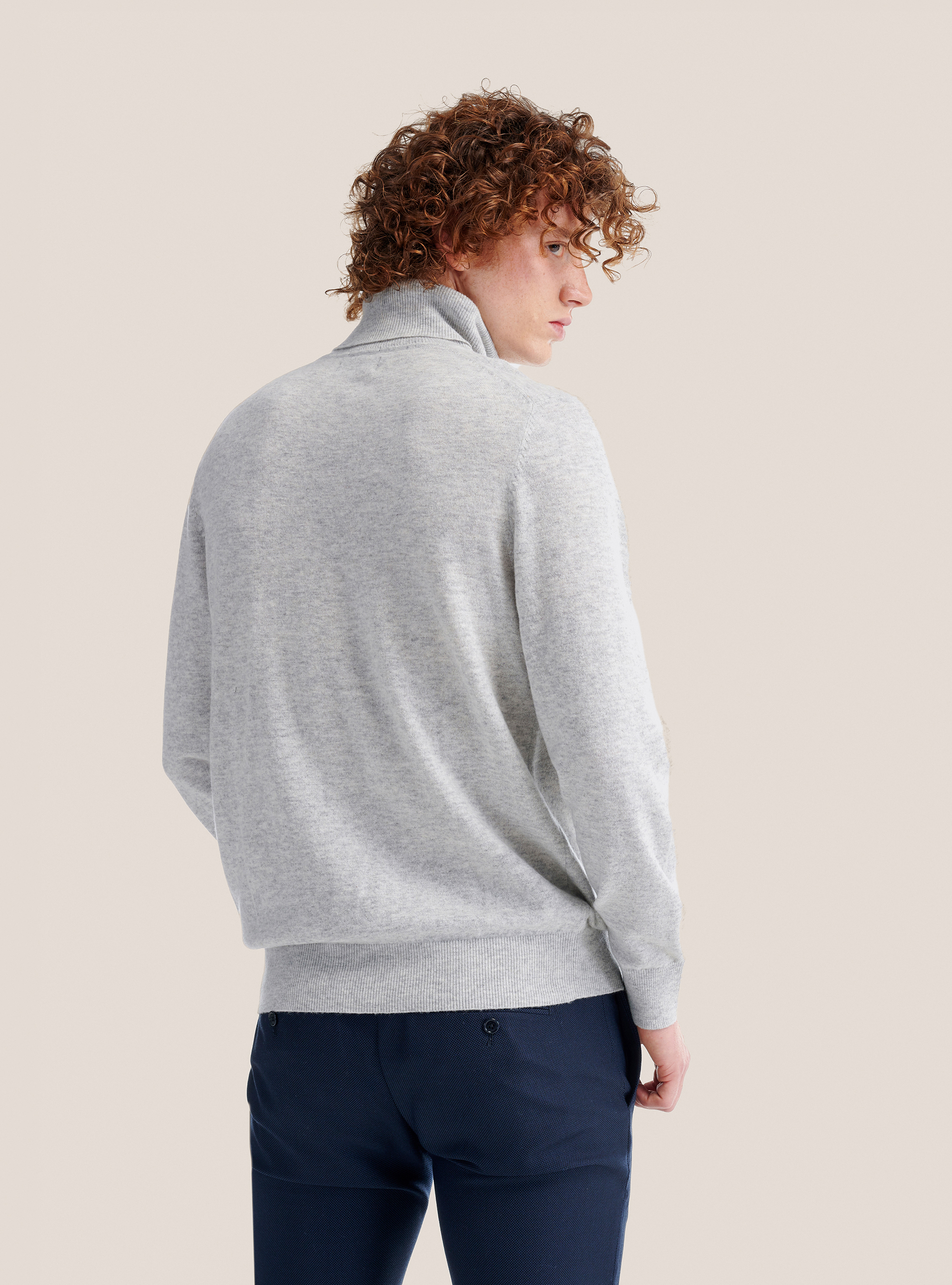 Rollkragenpullover mit Rippstrickabschluss, C150 GREY M