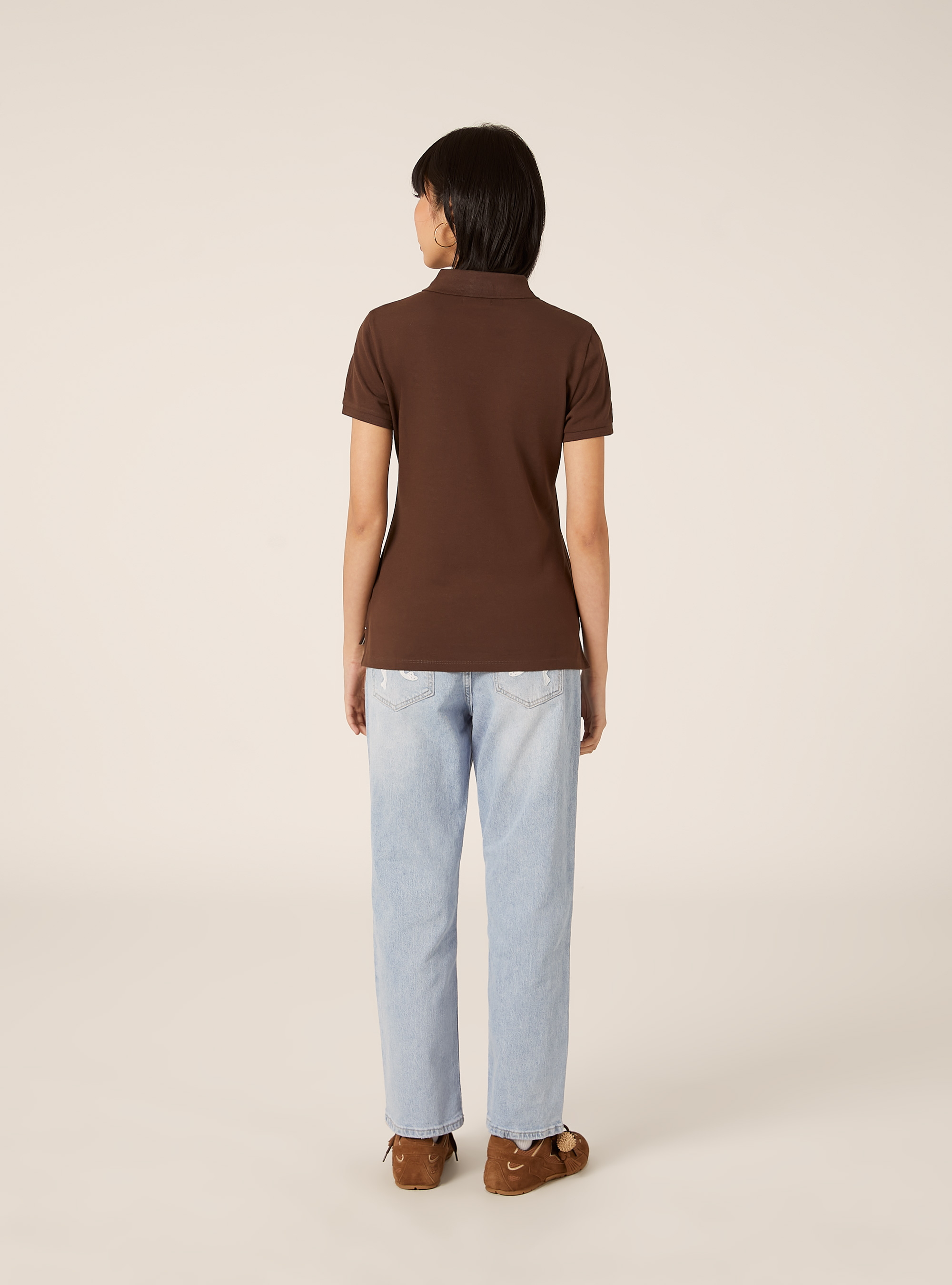 Polo Slim Fit avec Logo Brod&eacute;, BR2 BROWN MEDIUM