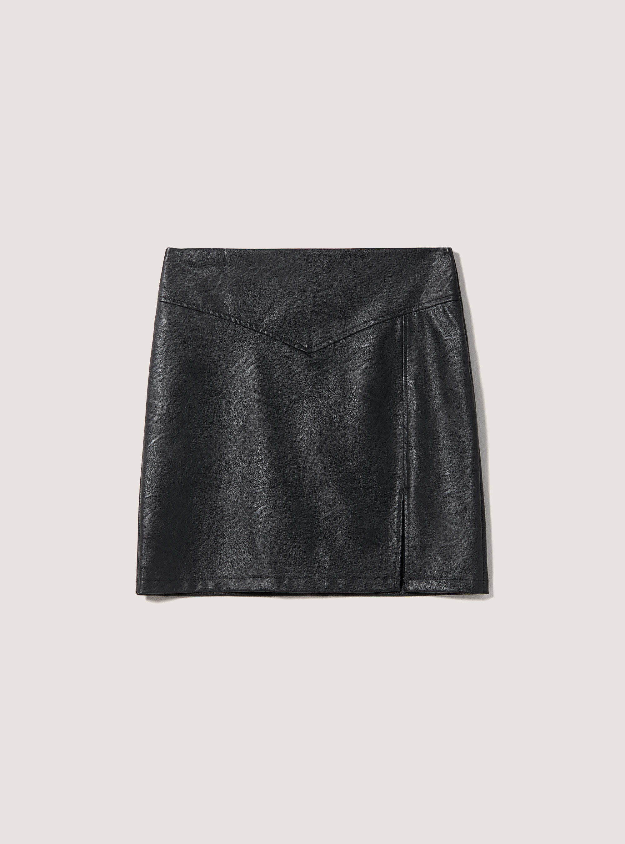 Leather-effect mini skirt, BK1 BLACK