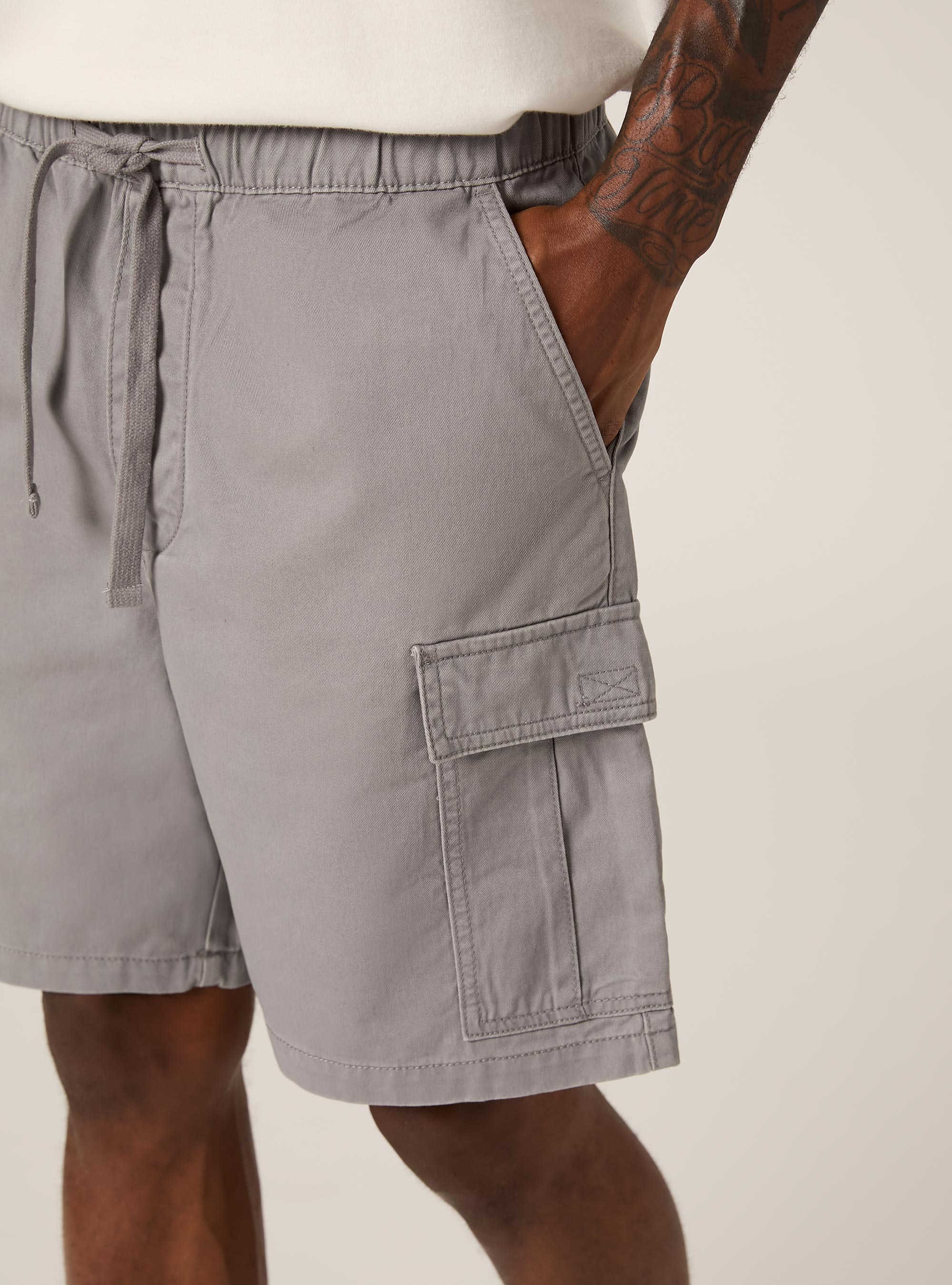 Bermuda cargo de sarga con cord&oacute;n de ajuste, GY3 GREY LIGHT