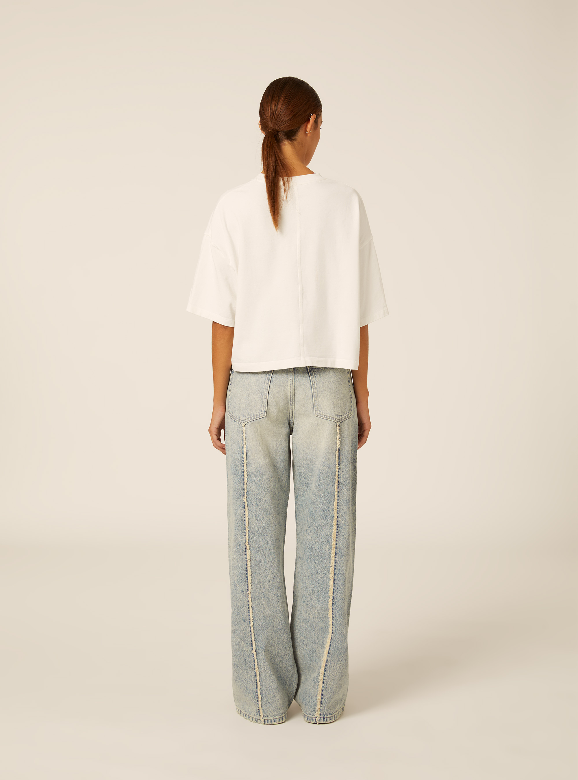 Jeans baggy con frange, D005 LIGHT BLUE