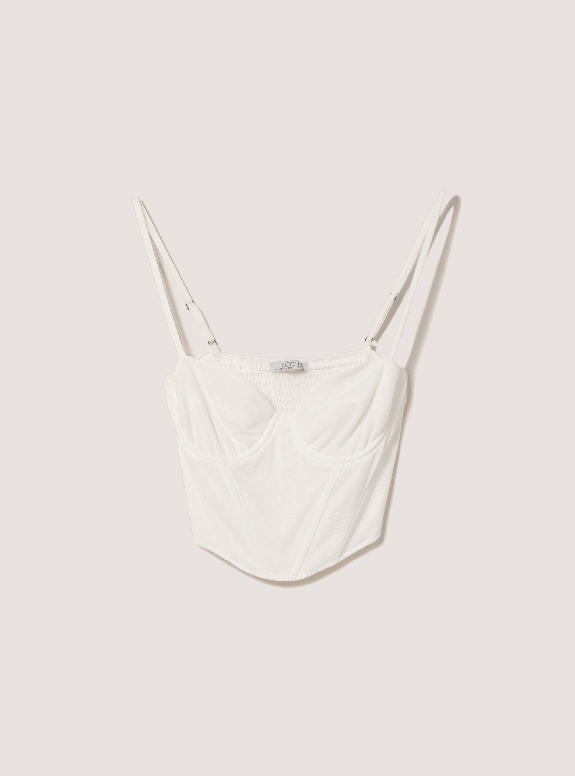 Plain tulle corset, WH1 OFF WHITE