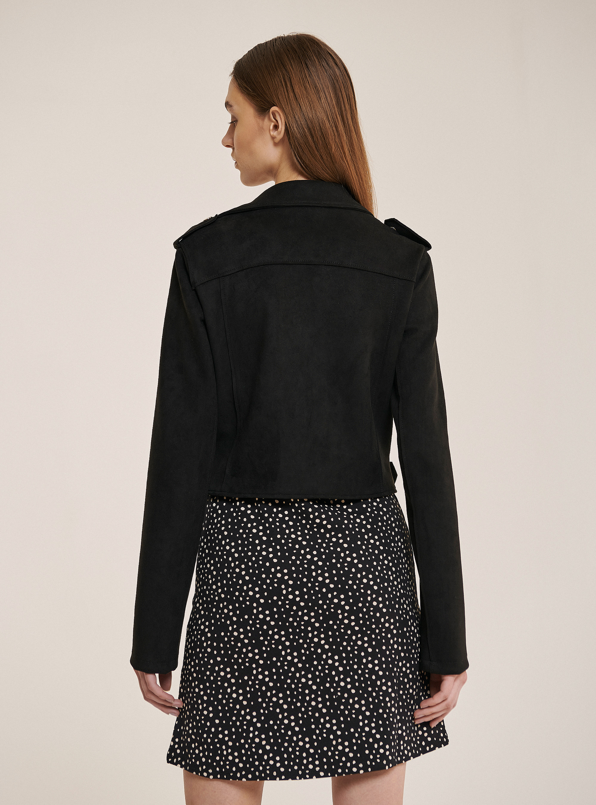 Abrigo efecto gamuza, NEGRO