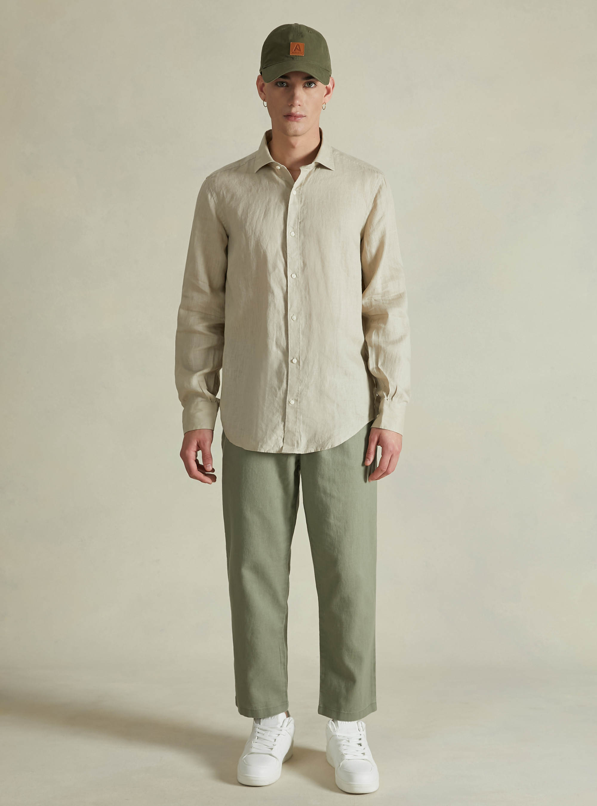 Chemise à manches longues en pur lin, BG2 BEIGE MEDIUM