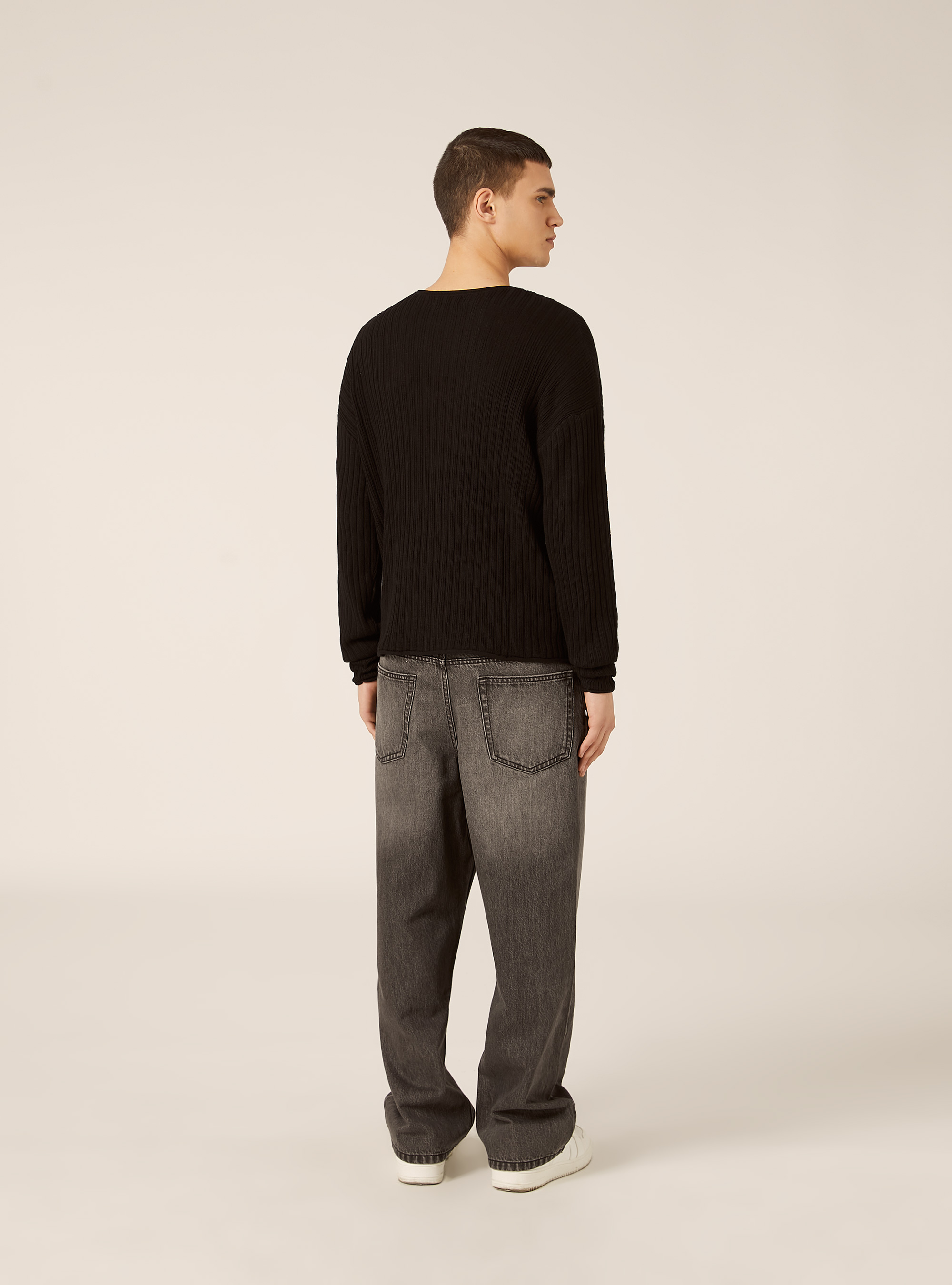 Pullover in misto cotone, BK1 BLACK