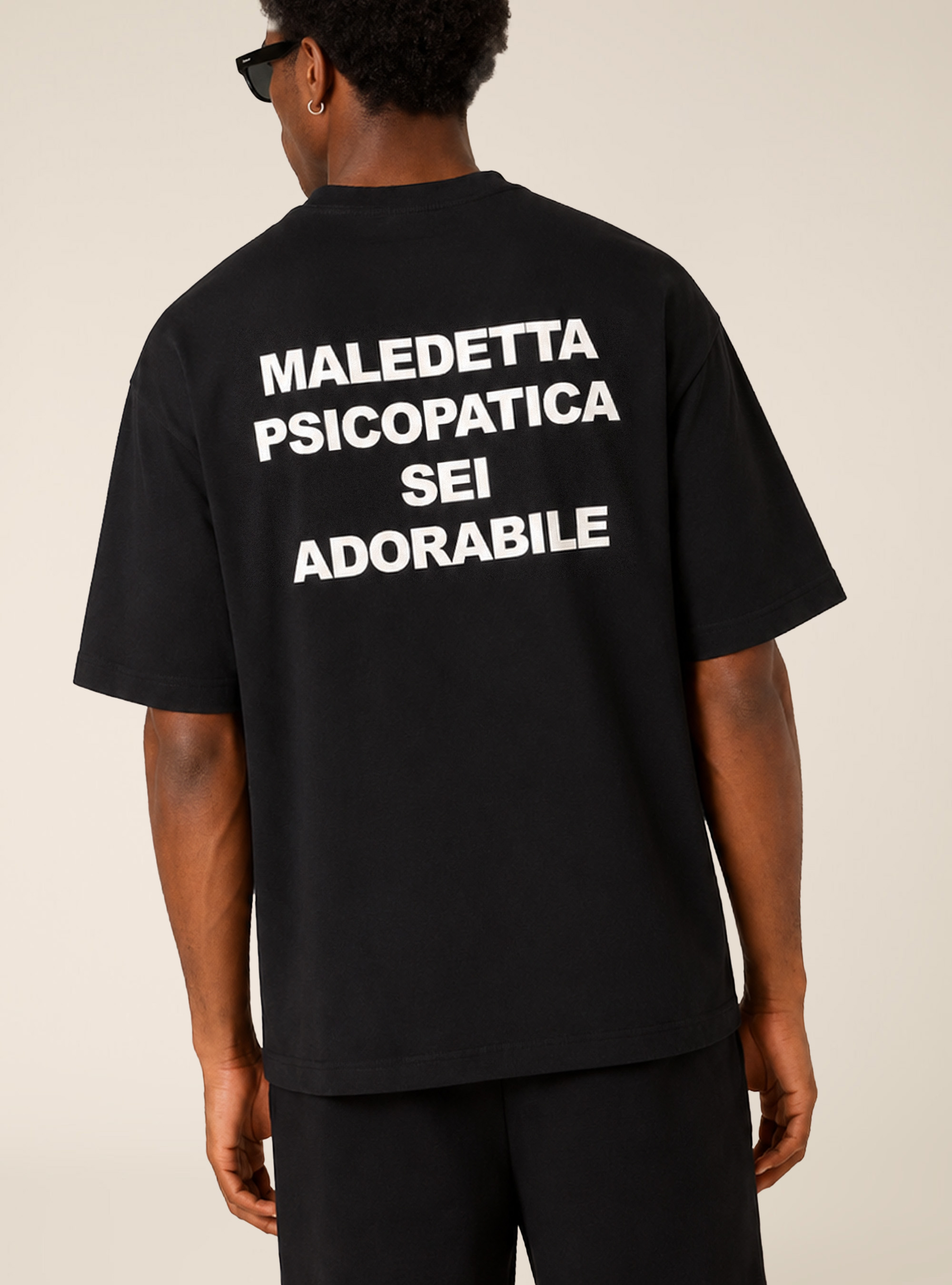 Lettering Print T-Shirt, BK1 BLACK