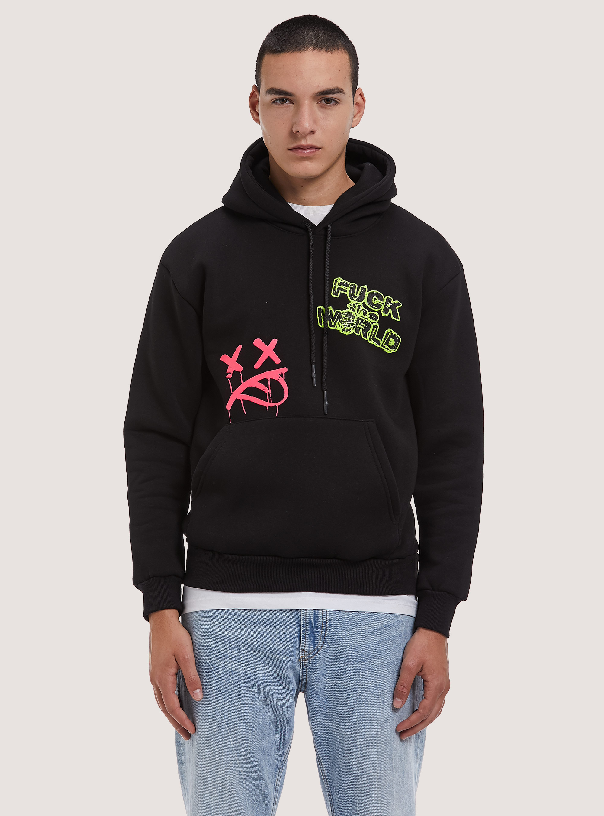 Felpa con stampa Smile Collection, BK1 BLACK