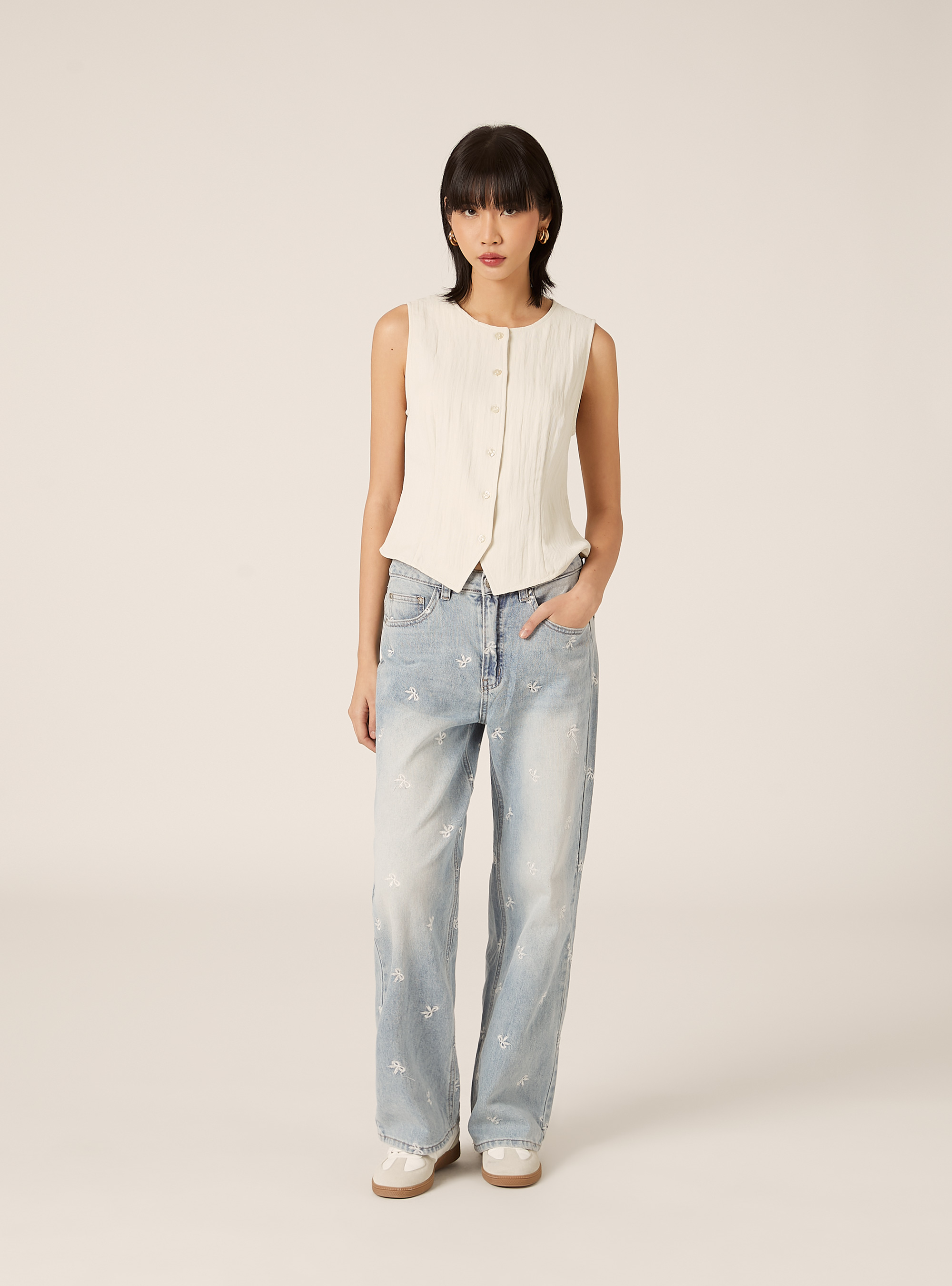 Chaleco de sastrer&iacute;a con textura, CR3 CREAM LIGHT