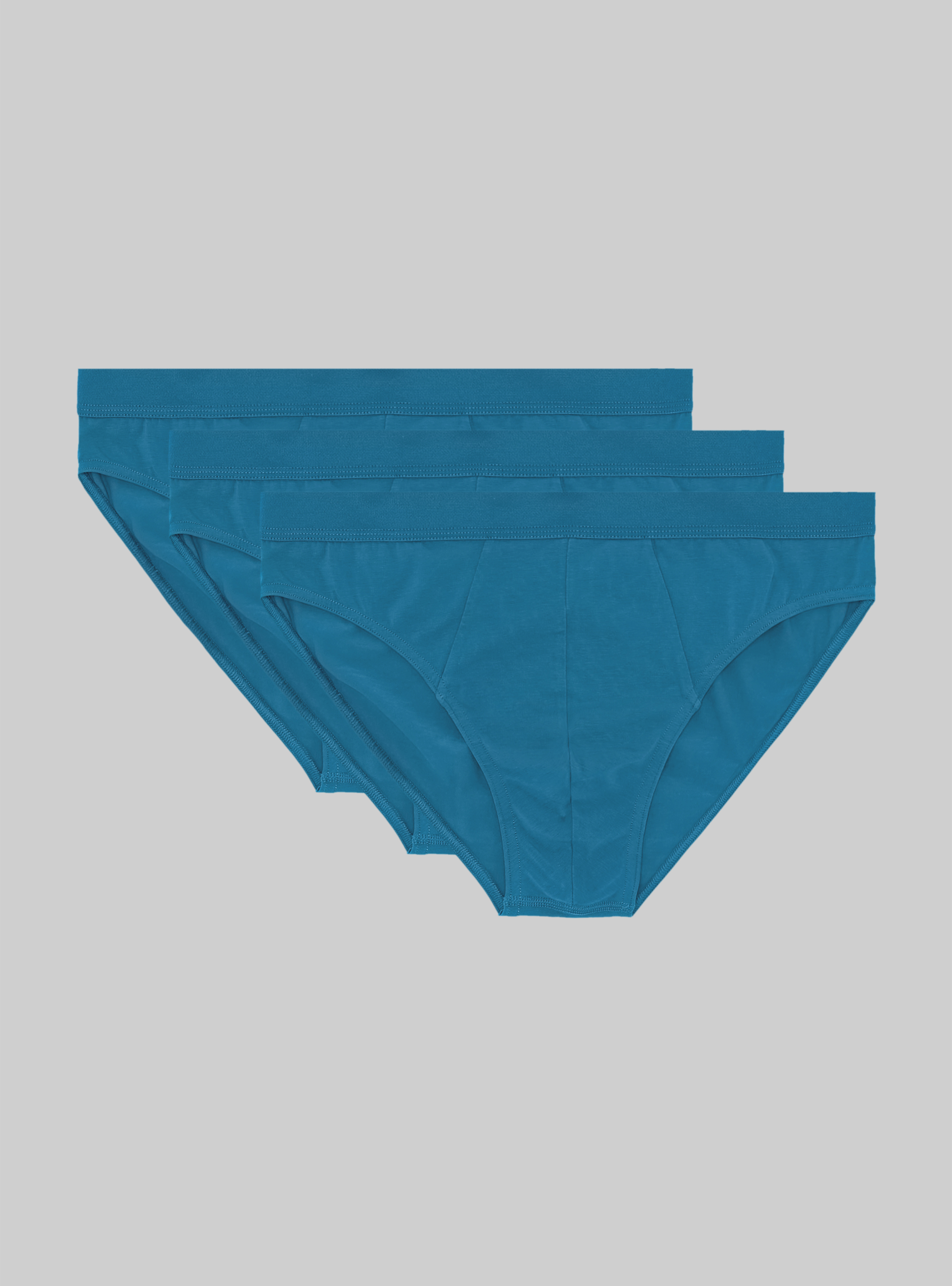 Set of 3 stretch cotton briefs, OB2 BLUE OIL MED.