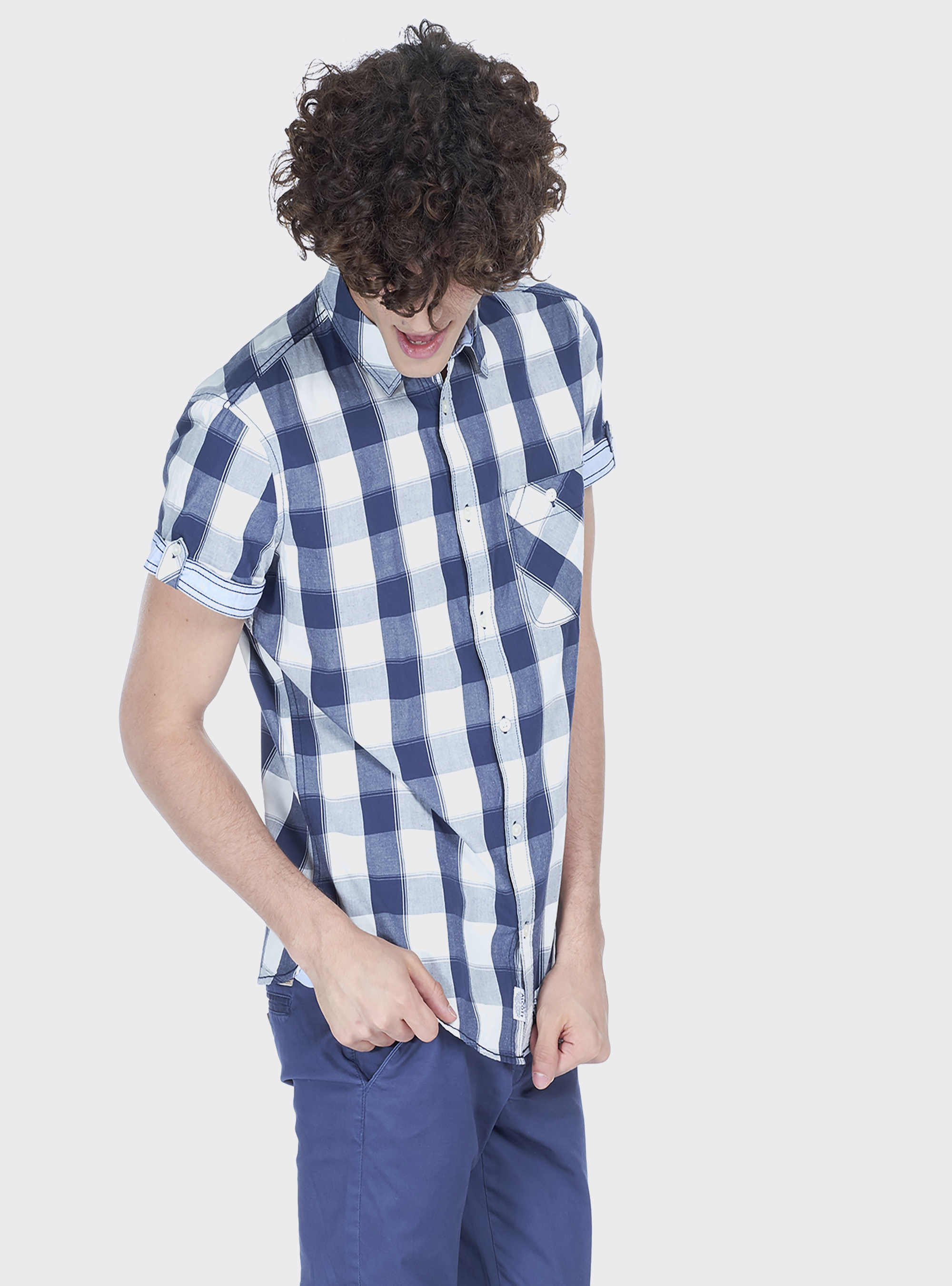 Camicia manica corta a quadri, C031 INK