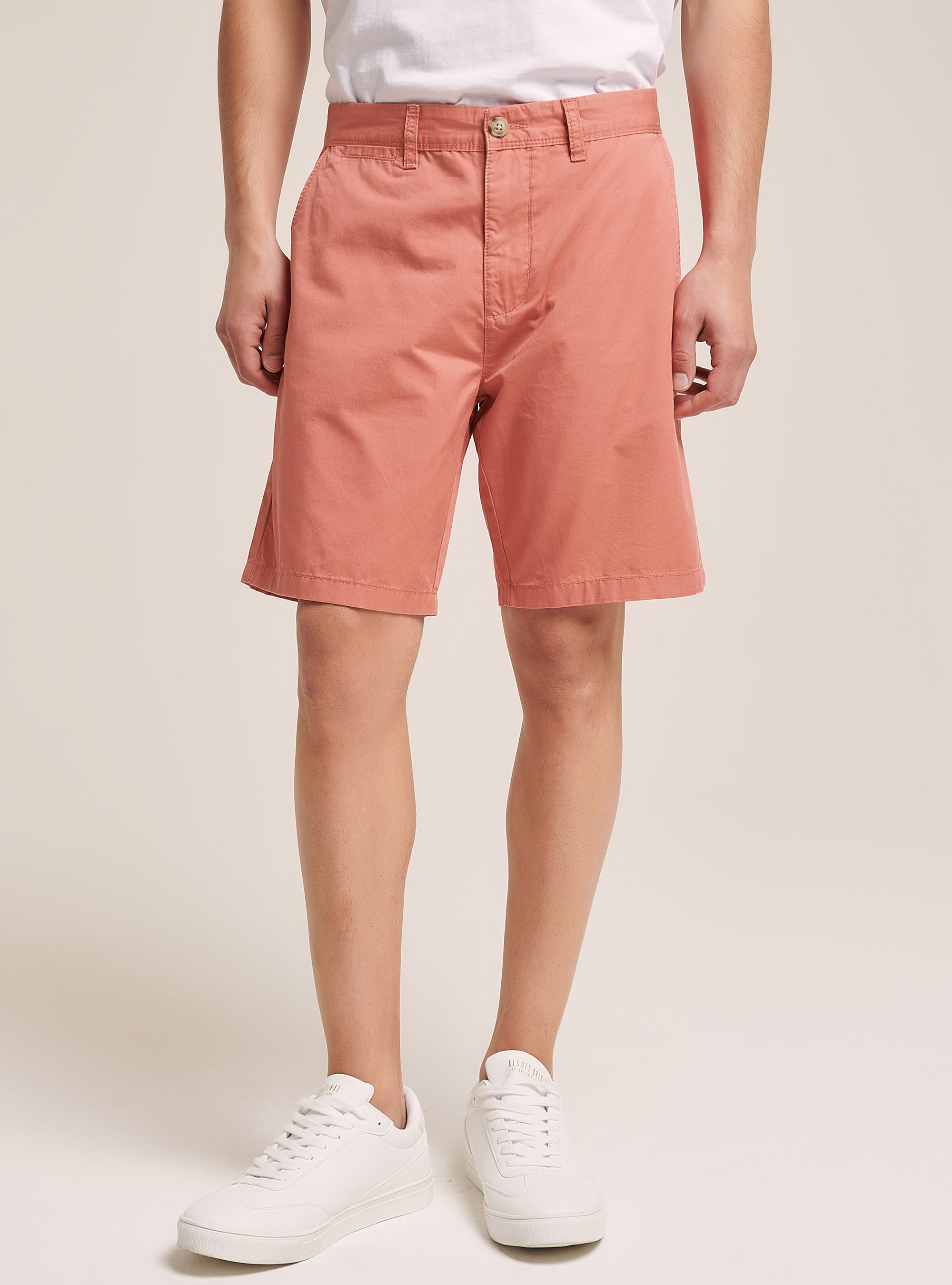Plain Fit Twill Bermuda Shorts, PK2 PINK MEDIUM