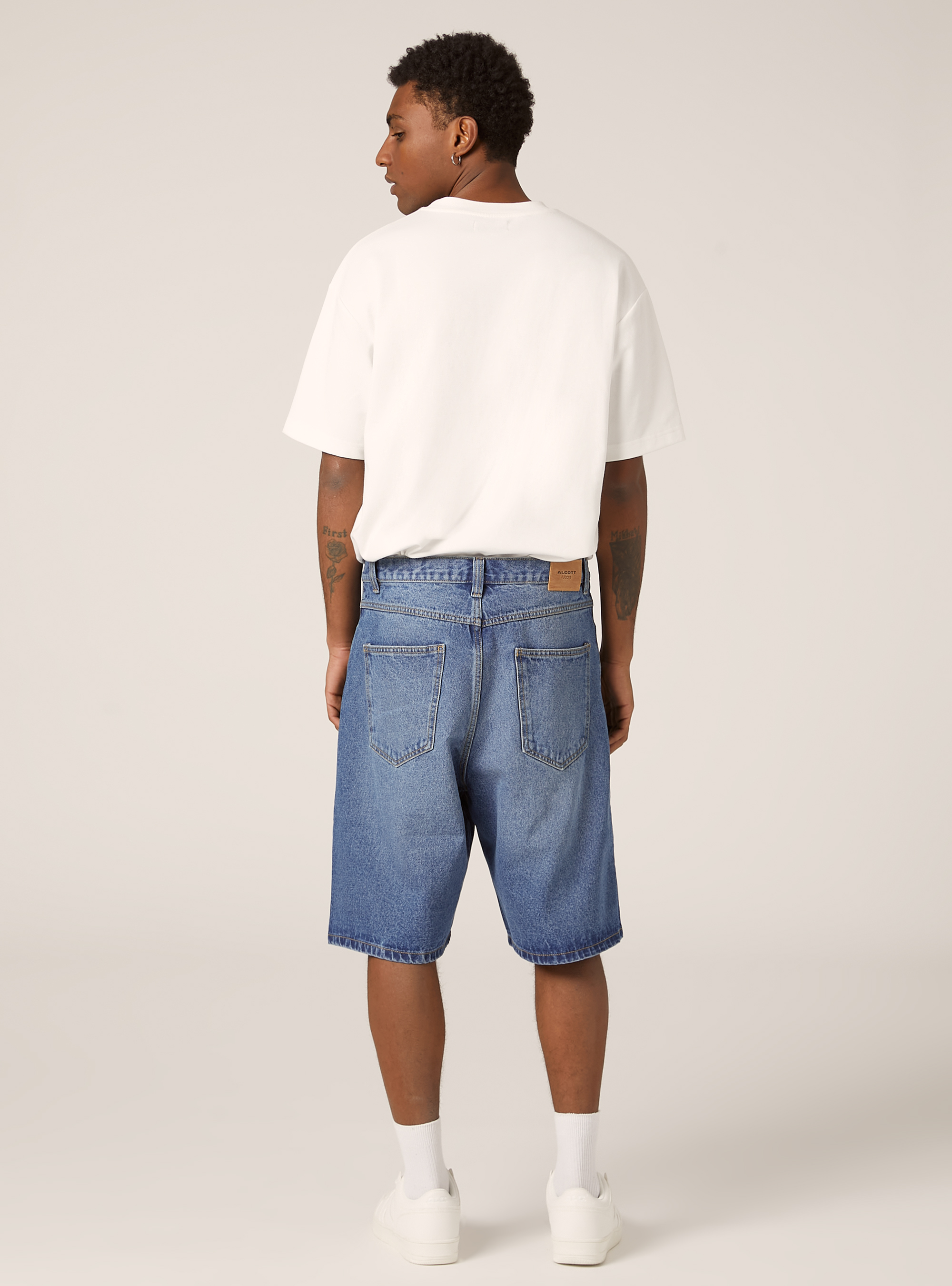 Denim loose fit bermuda shorts, D003 MEDIUM BLUE