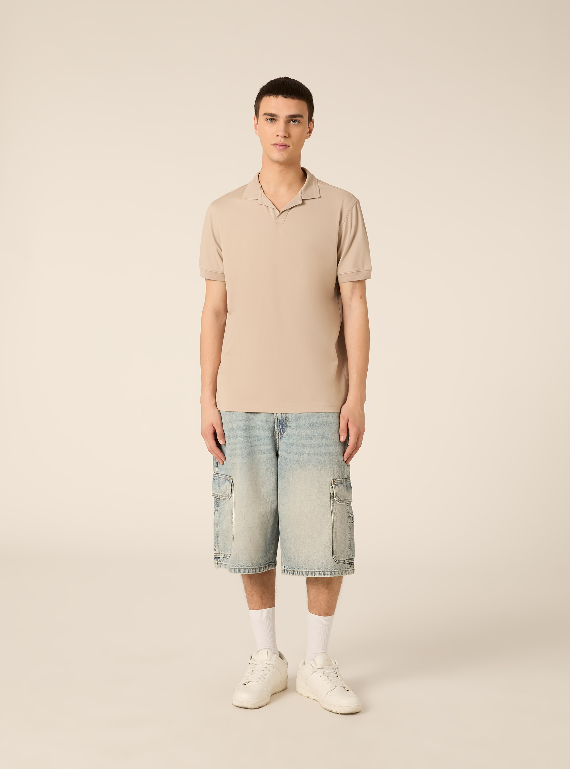 Polo AIRes in piquet stretch, BG2 BEIGE MEDIUM