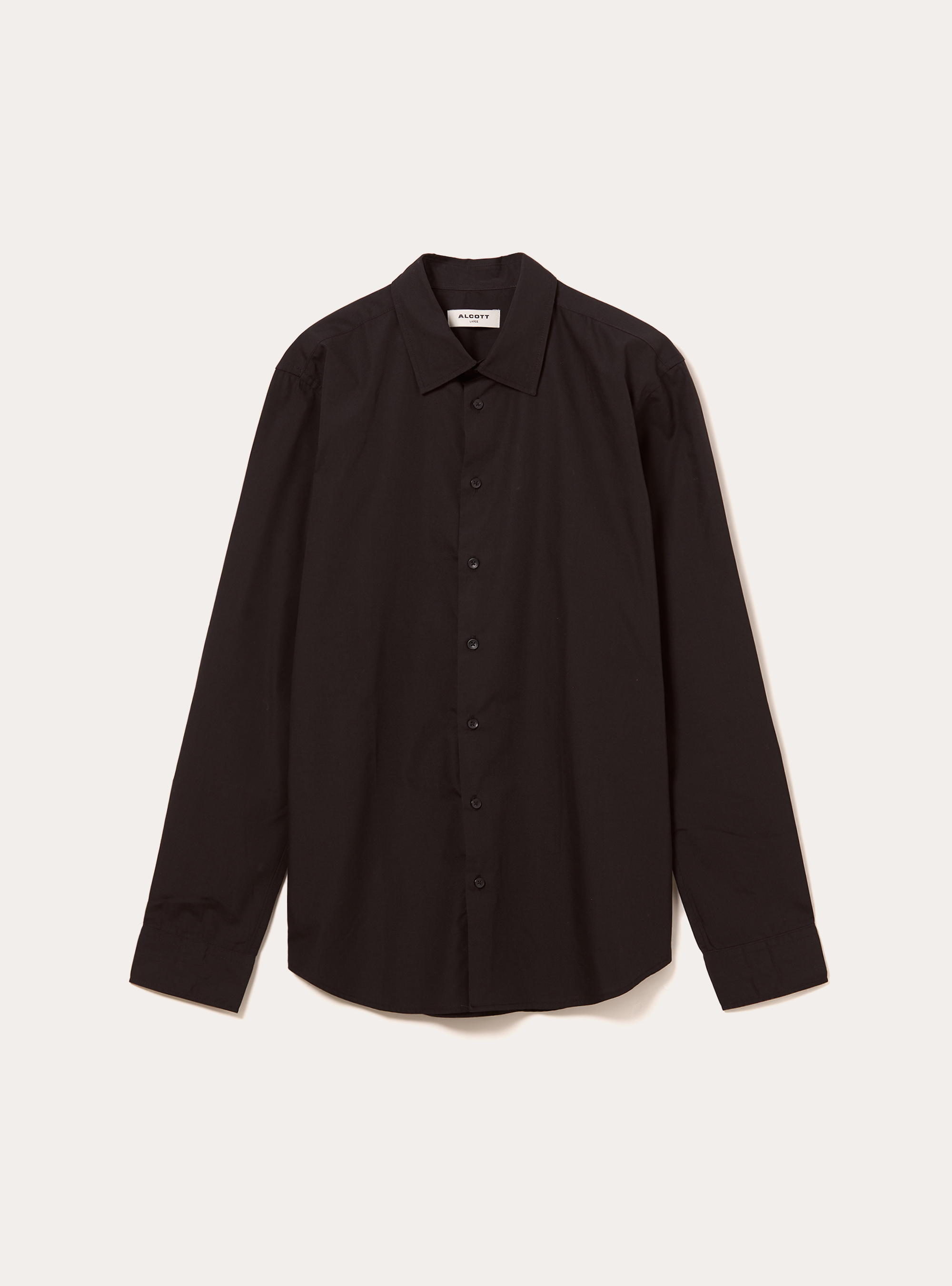 Camicia a manica lunga in tinta unita, BK1 BLACK