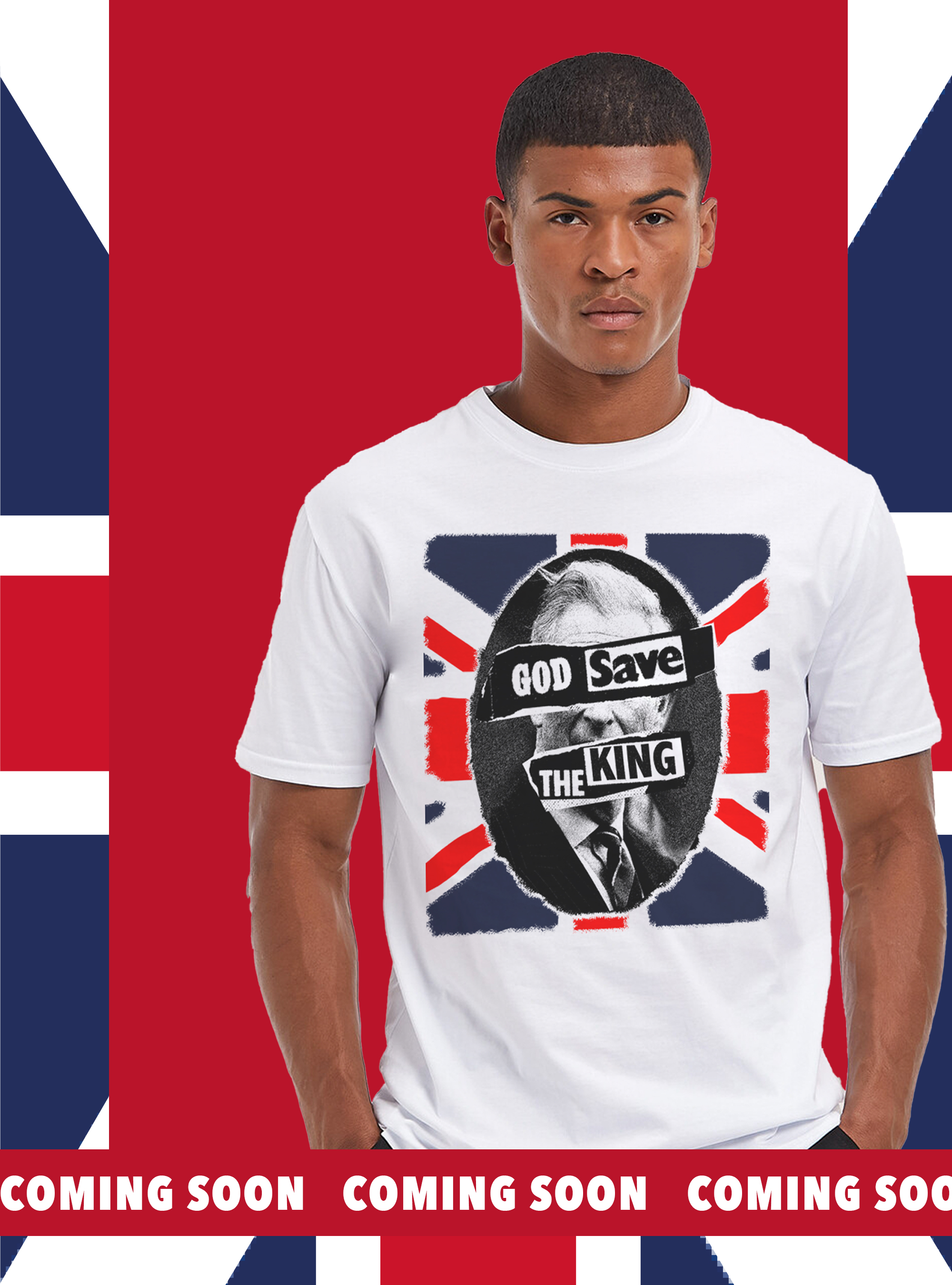 Maglietta con stampa "God Save The King", WH2 WHITE