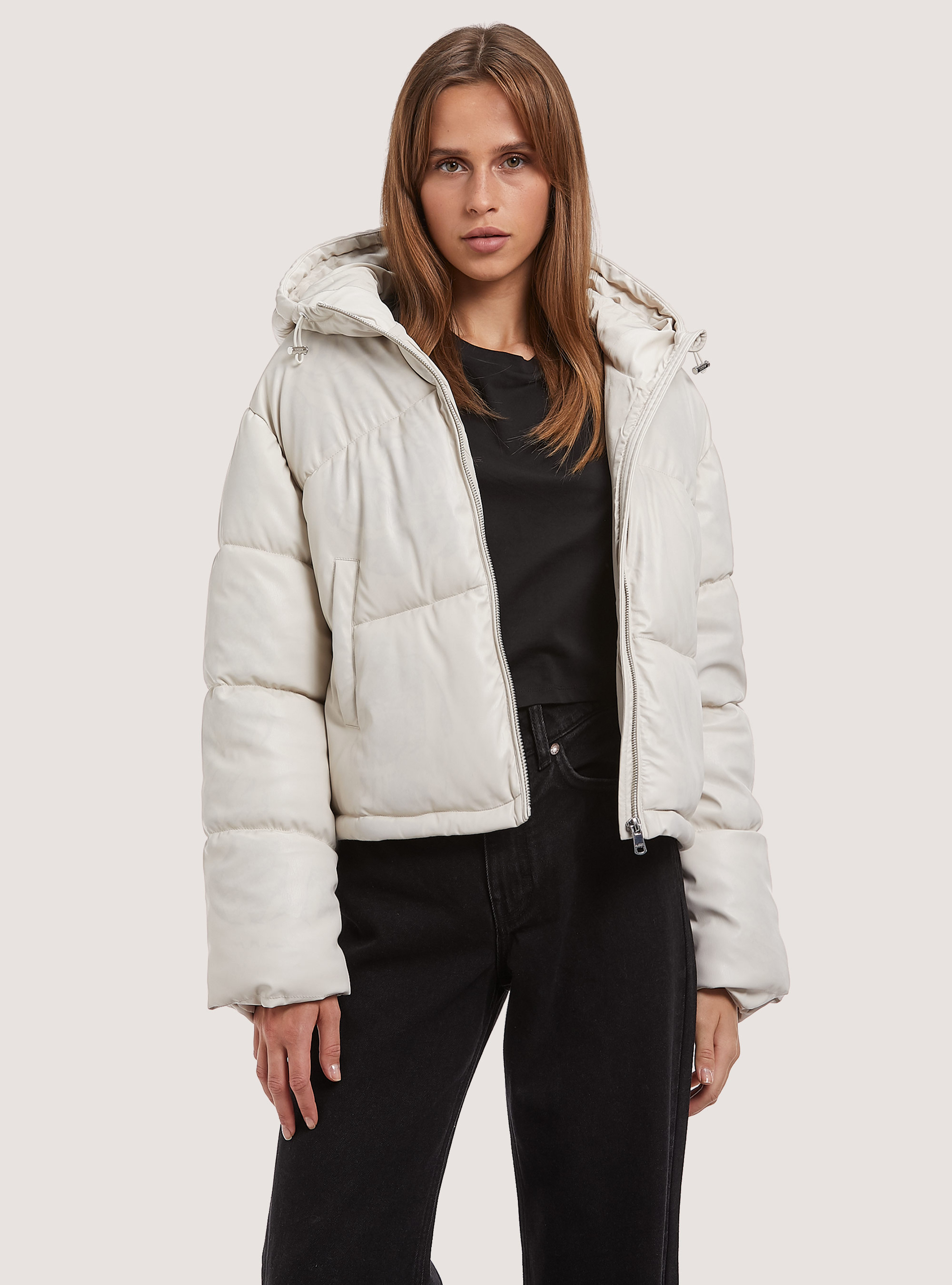 Leather-effect bomber jacket, WH1 OFF WHITE