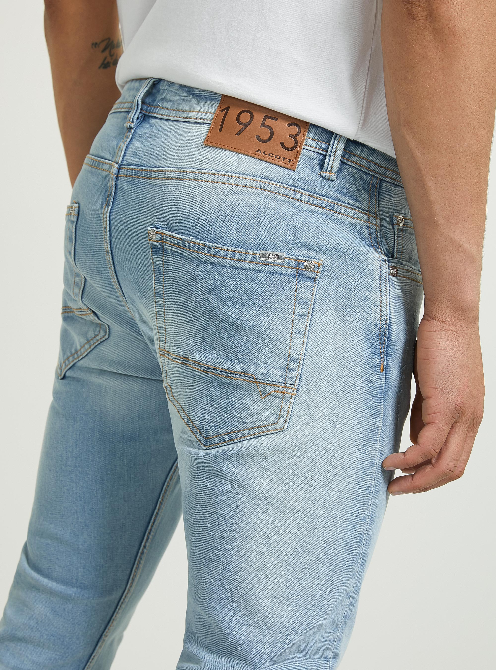 Slim Fit Cotton Jeans, D006 AZURE