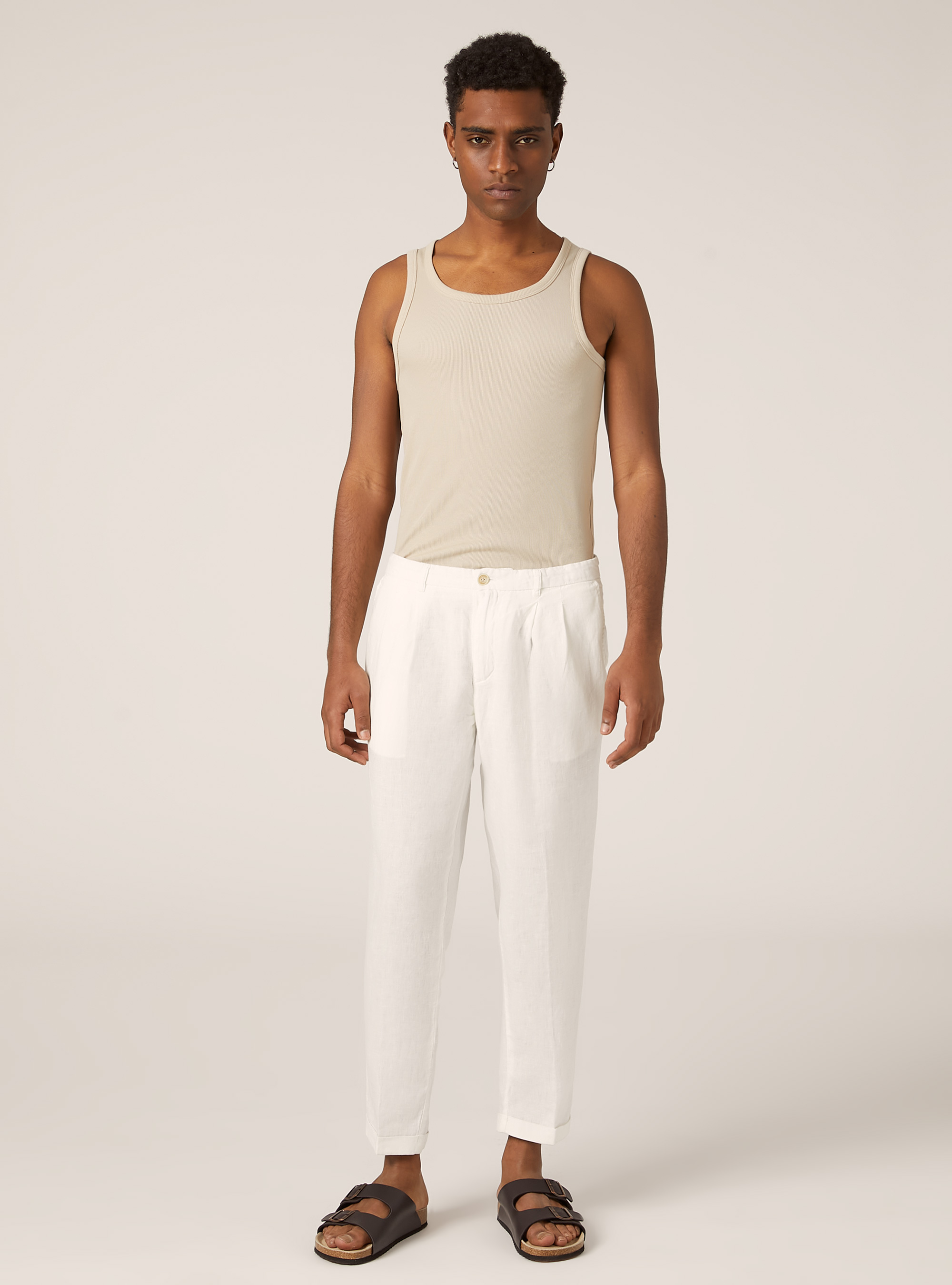 Pure linen chinos, WH2 WHITE