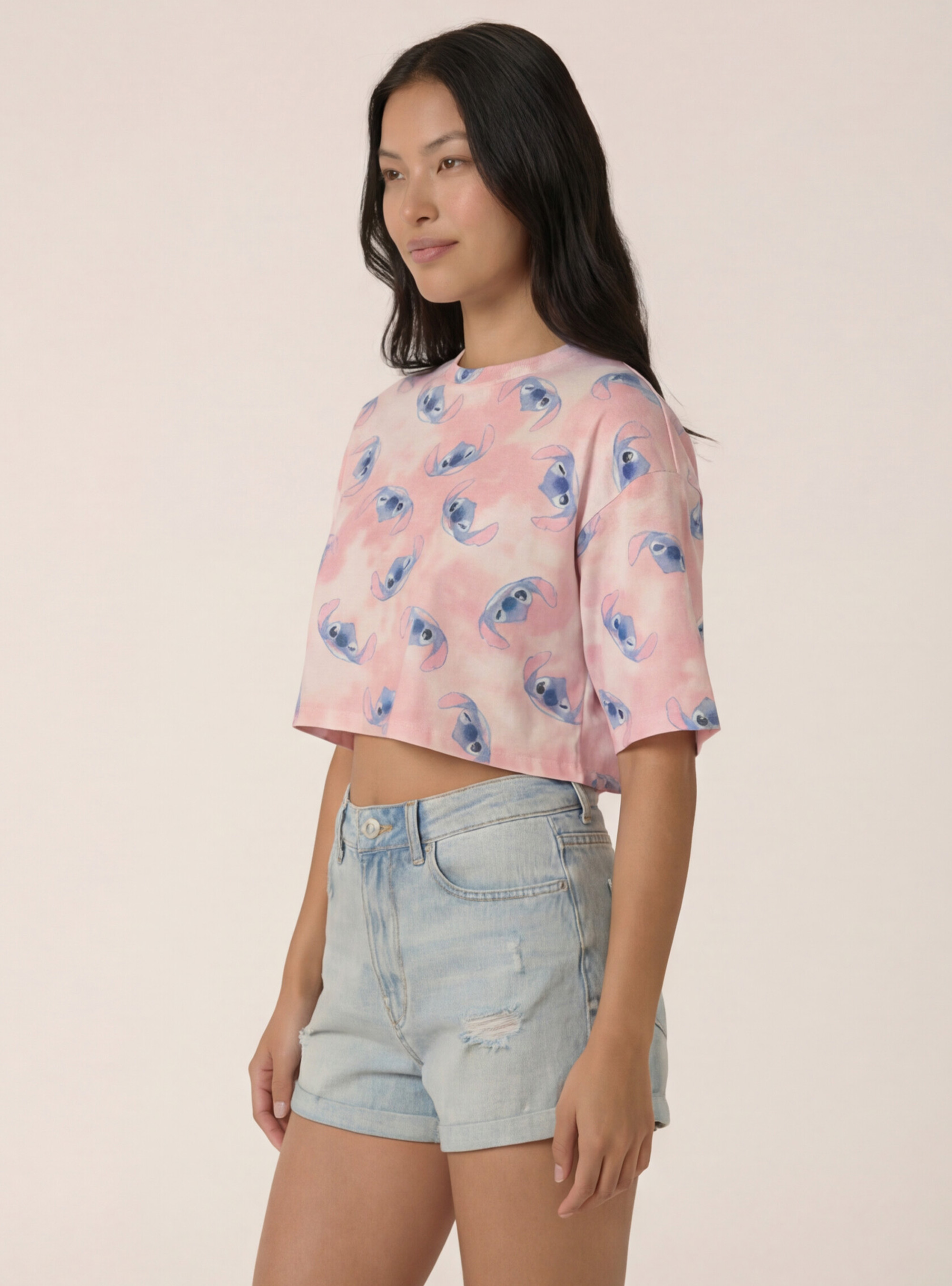 T-shirt boxy fit stitch, PK1 PINK DARK