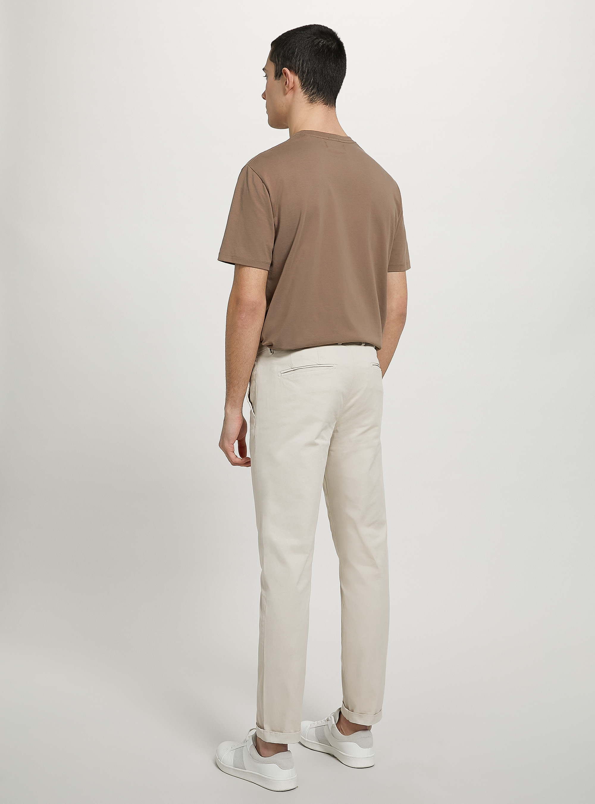 Stretch cotton twill chinos, BG3 BEIGE LIGHT