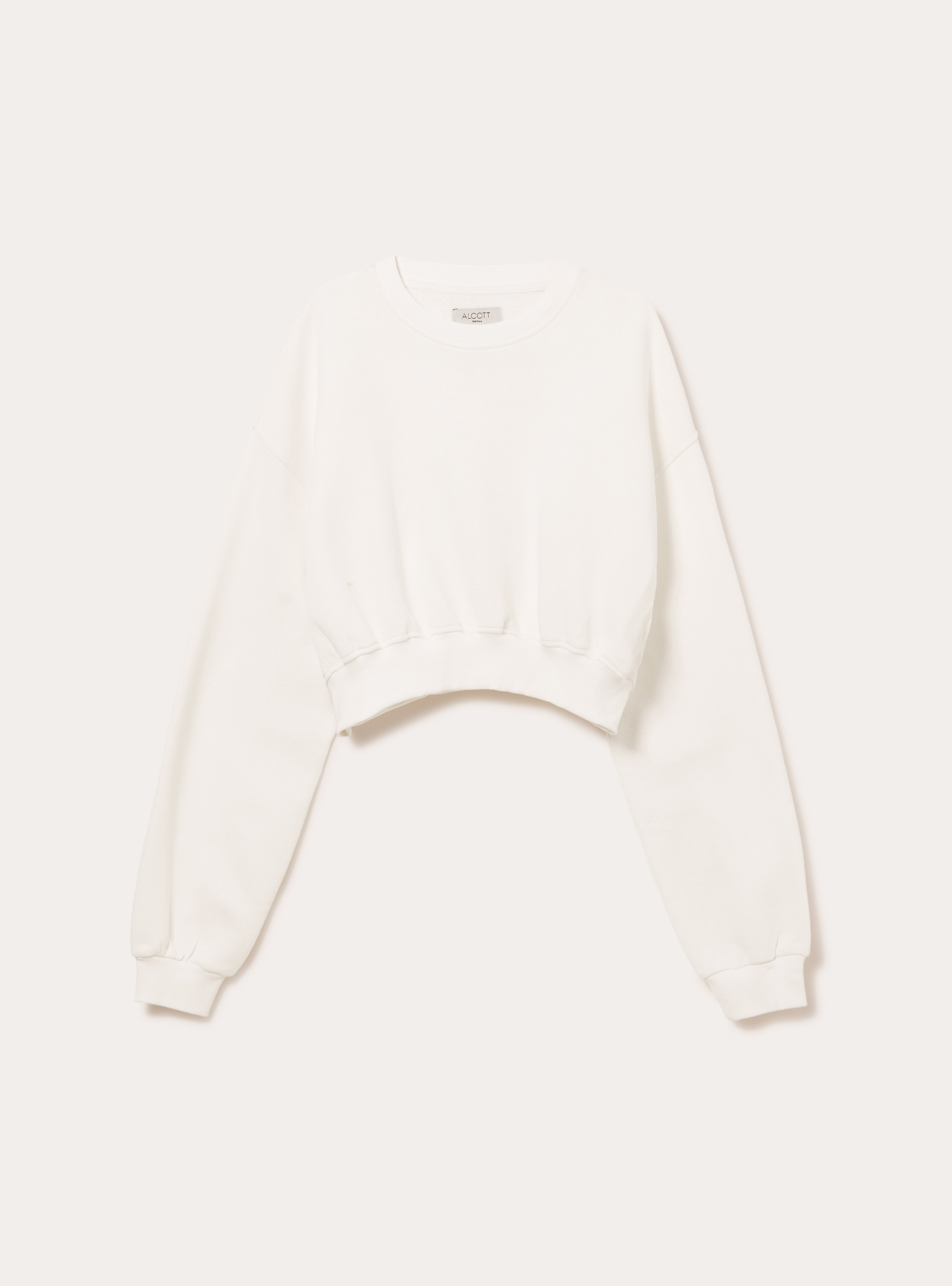 Felpa girocollo in cotone crop, WH2 WHITE