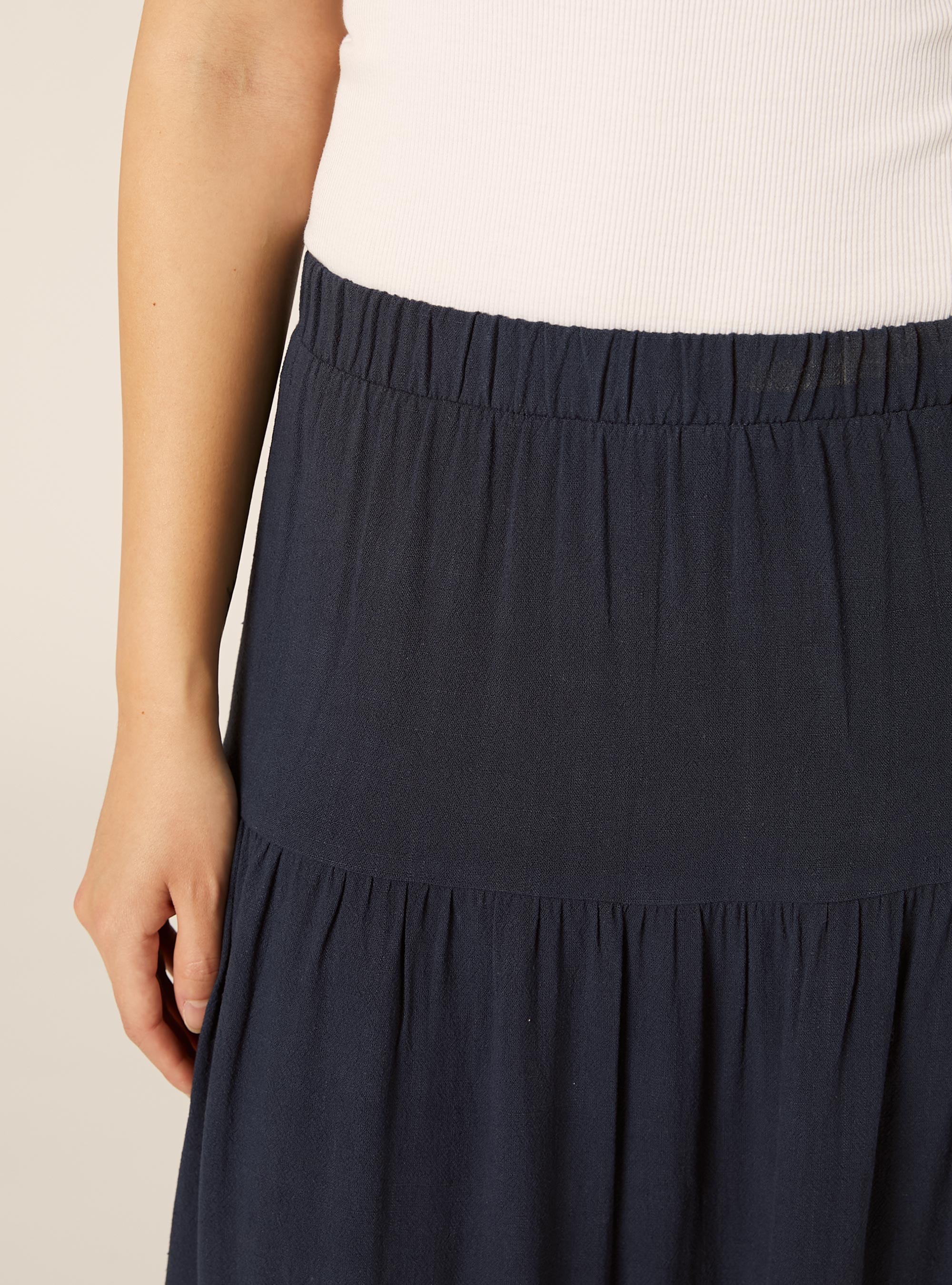 Gonna midi in misto lino, NA2 NAVY MEDIUM