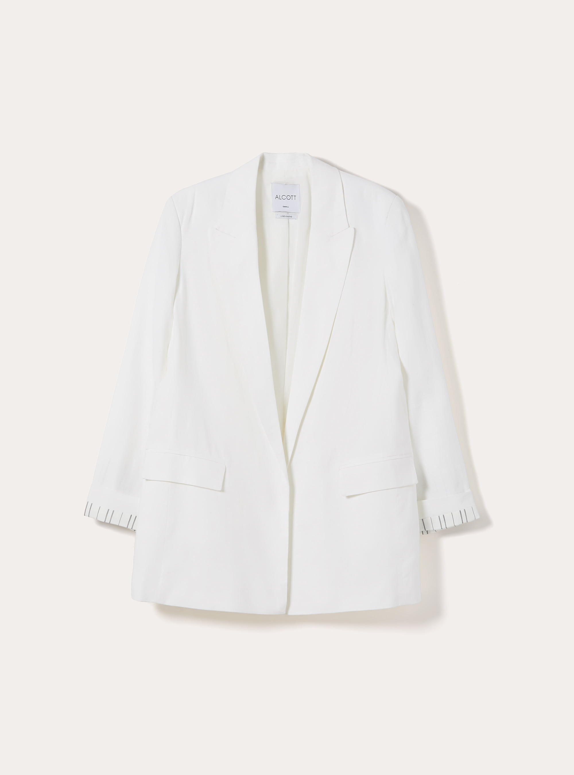 Blazer abierto en mezcla de lino, WH2 WHITE