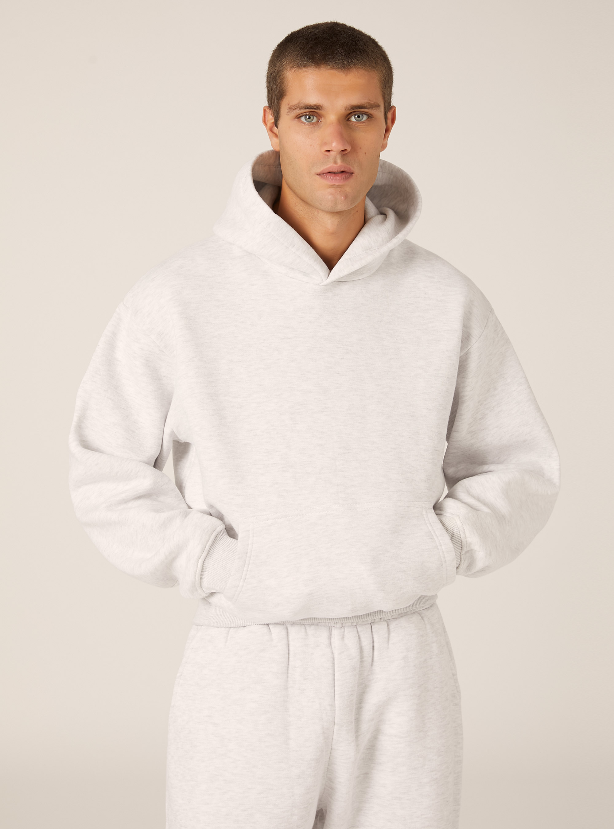 Boxy fit hoodie, MGY3 GREY MEL LIGHT