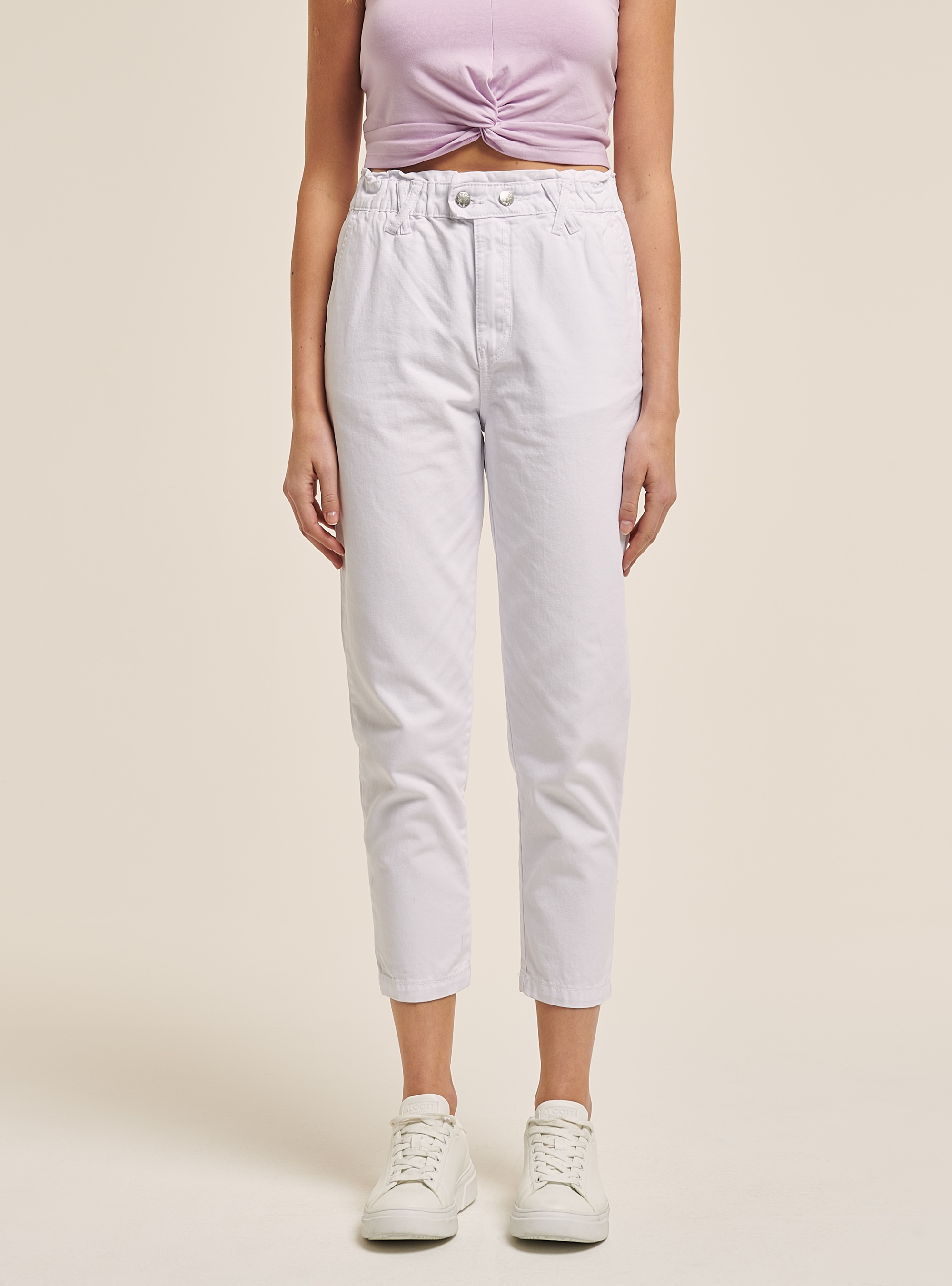 Cotton baggy trousers, WHITE