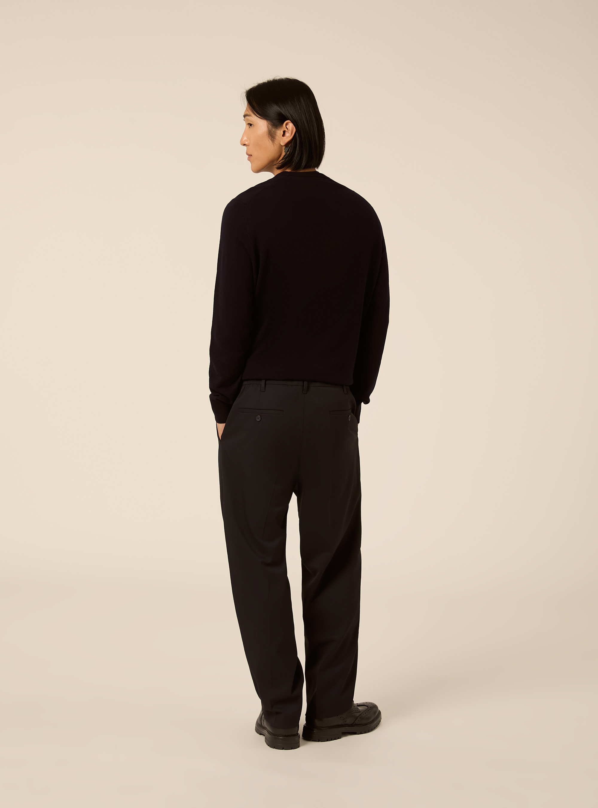 Rundhals pullover aus wolle und kaschmirmischung, NA1 NAVY DARK